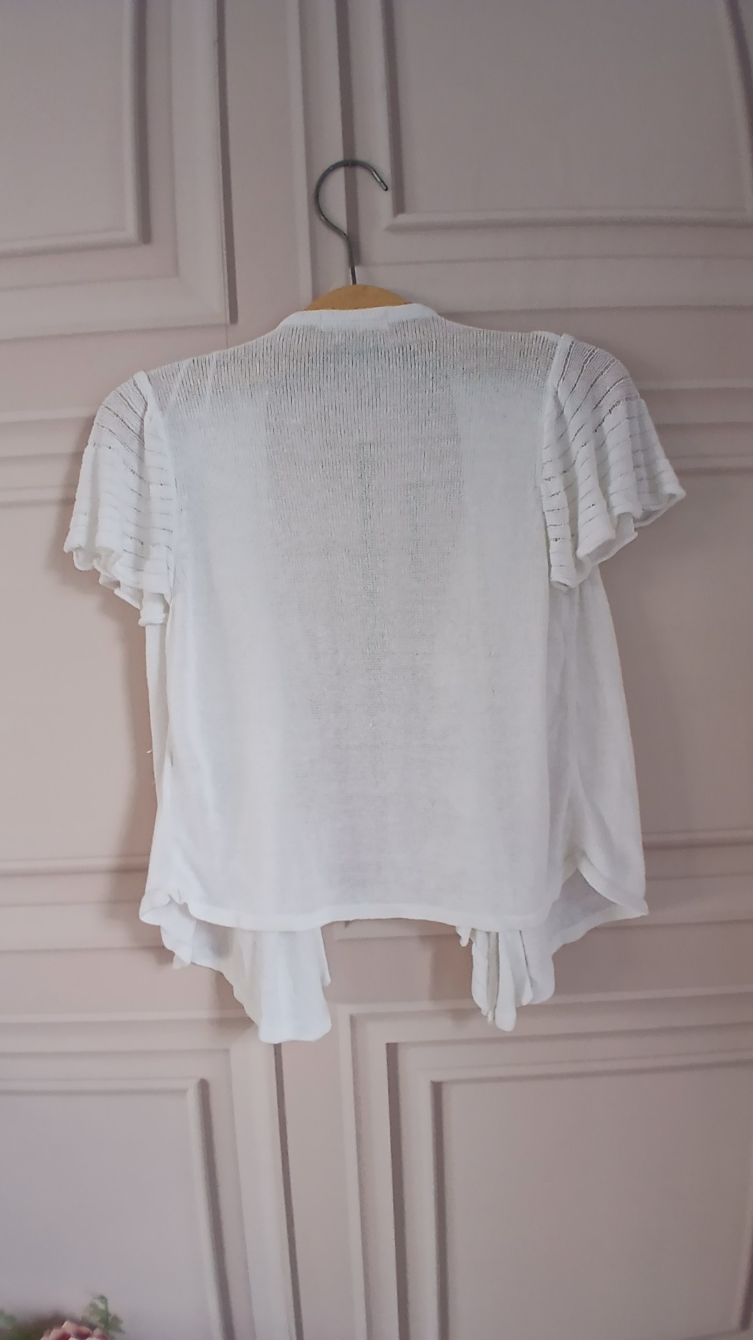 Marks & Spencer White Open Front Ruffle Knitted Cardigan Size 14UK 14 image 3
