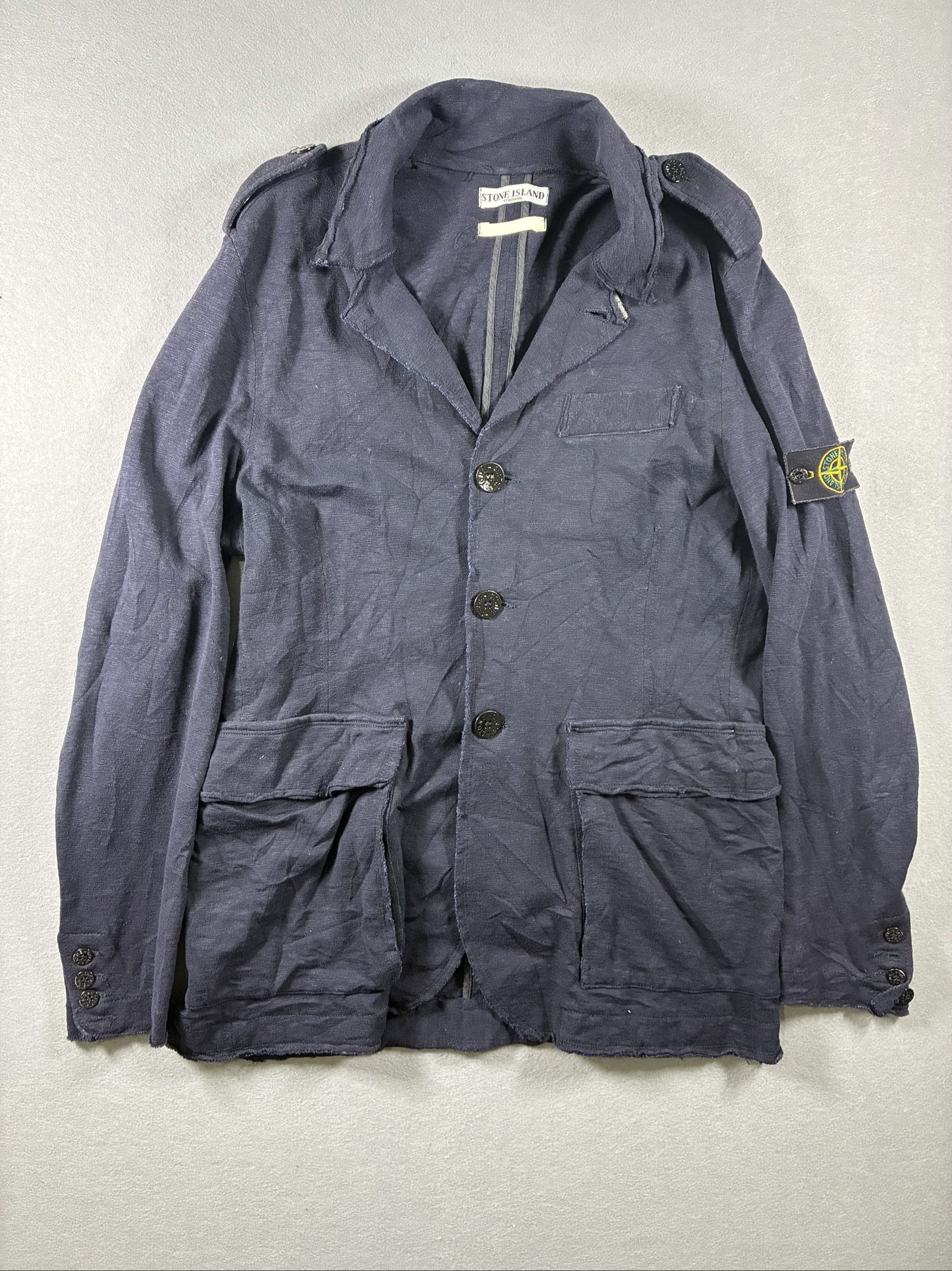 Stone Island Navy Blue Button Blazer Large