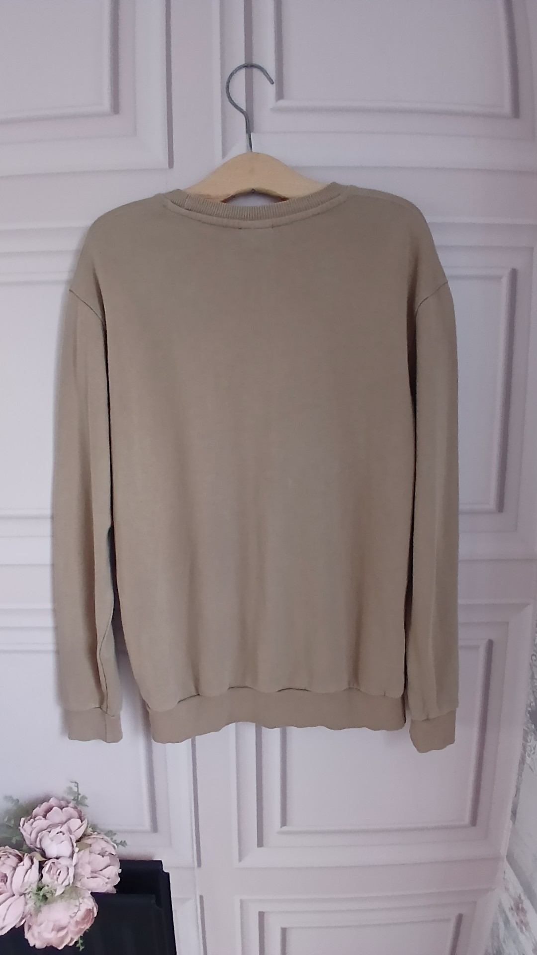 Zara Beige Crew Neck Sweatshirt Large Made in Portugal Eur L image 3