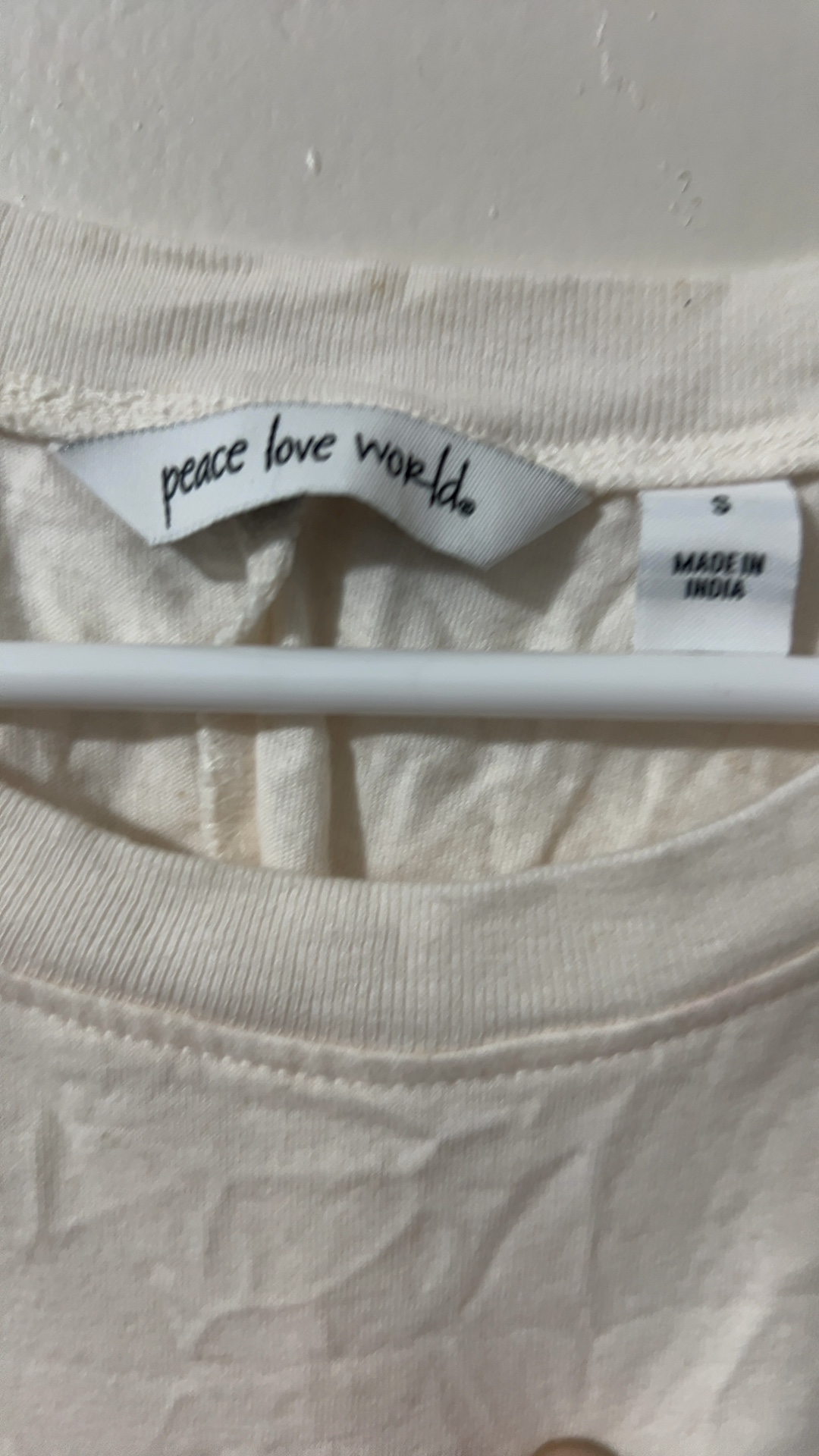 Peace Love World Women's Cream Graphic Tee Small image 2