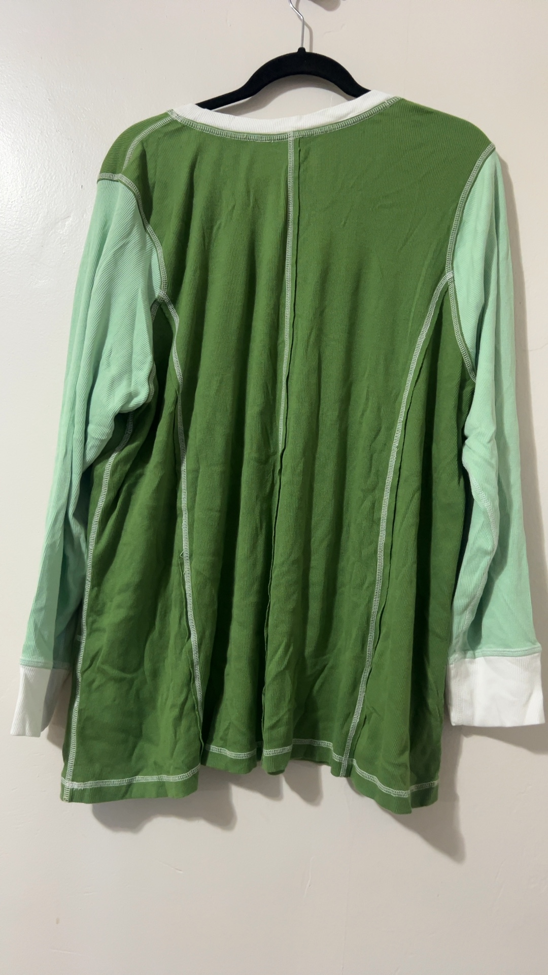 Logo Lori Goldstein Women Green & Light Green Long Sleeve Top Medium image 2