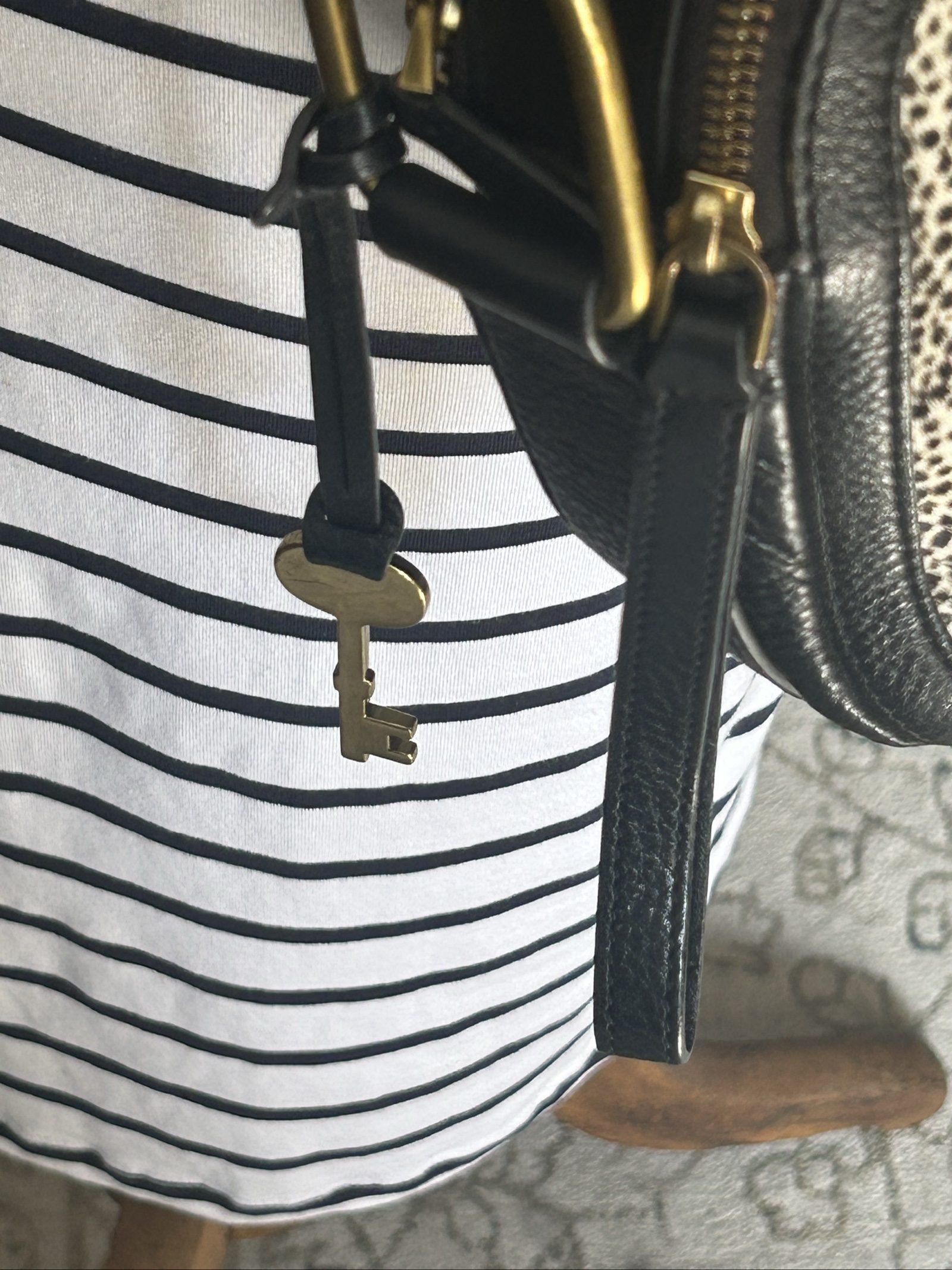 Fossil Black & White Leather Crossbody Bag Small Speckled image 4