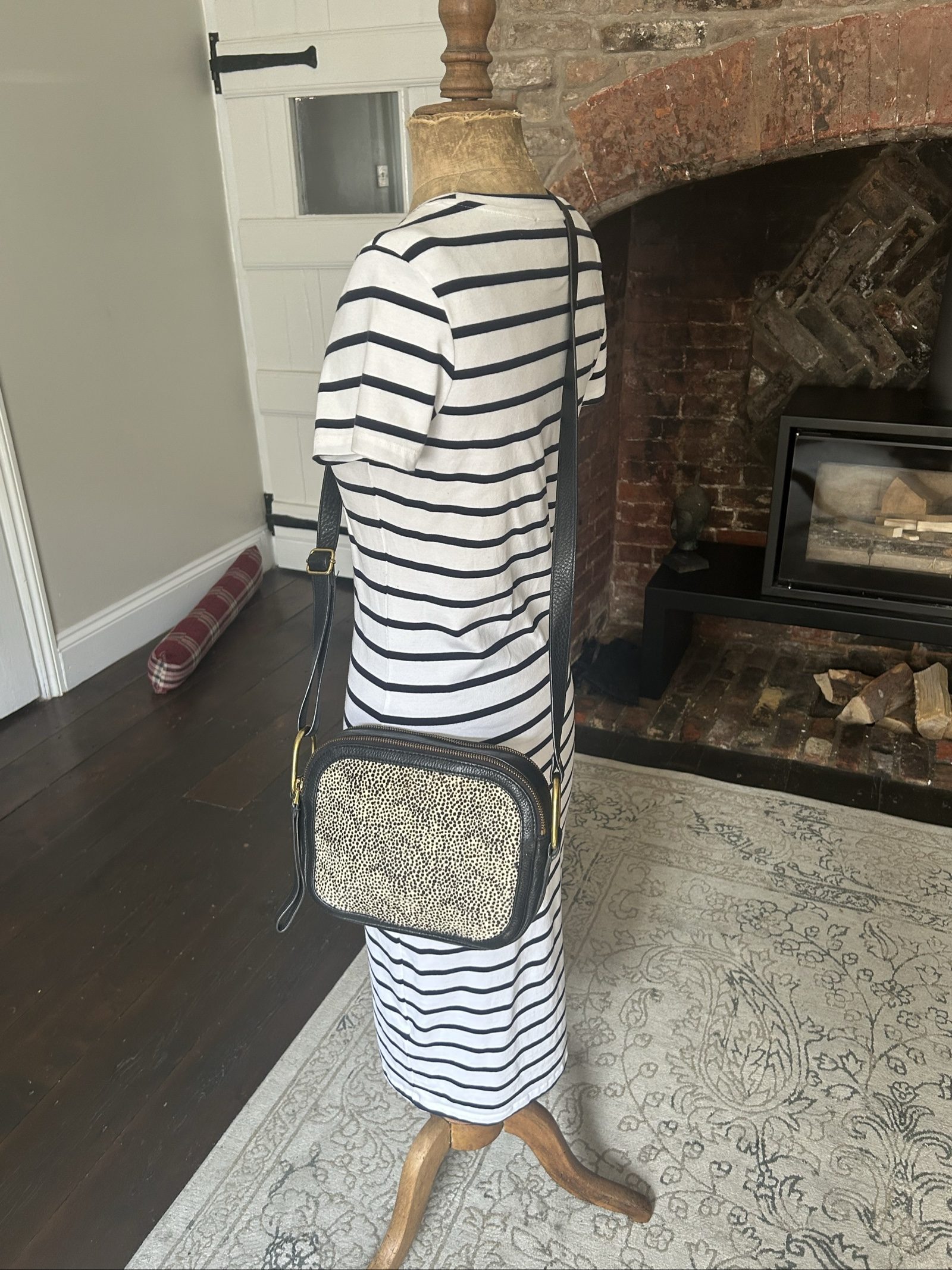 Fossil Black & White Leather Crossbody Bag Small Speckled image 6
