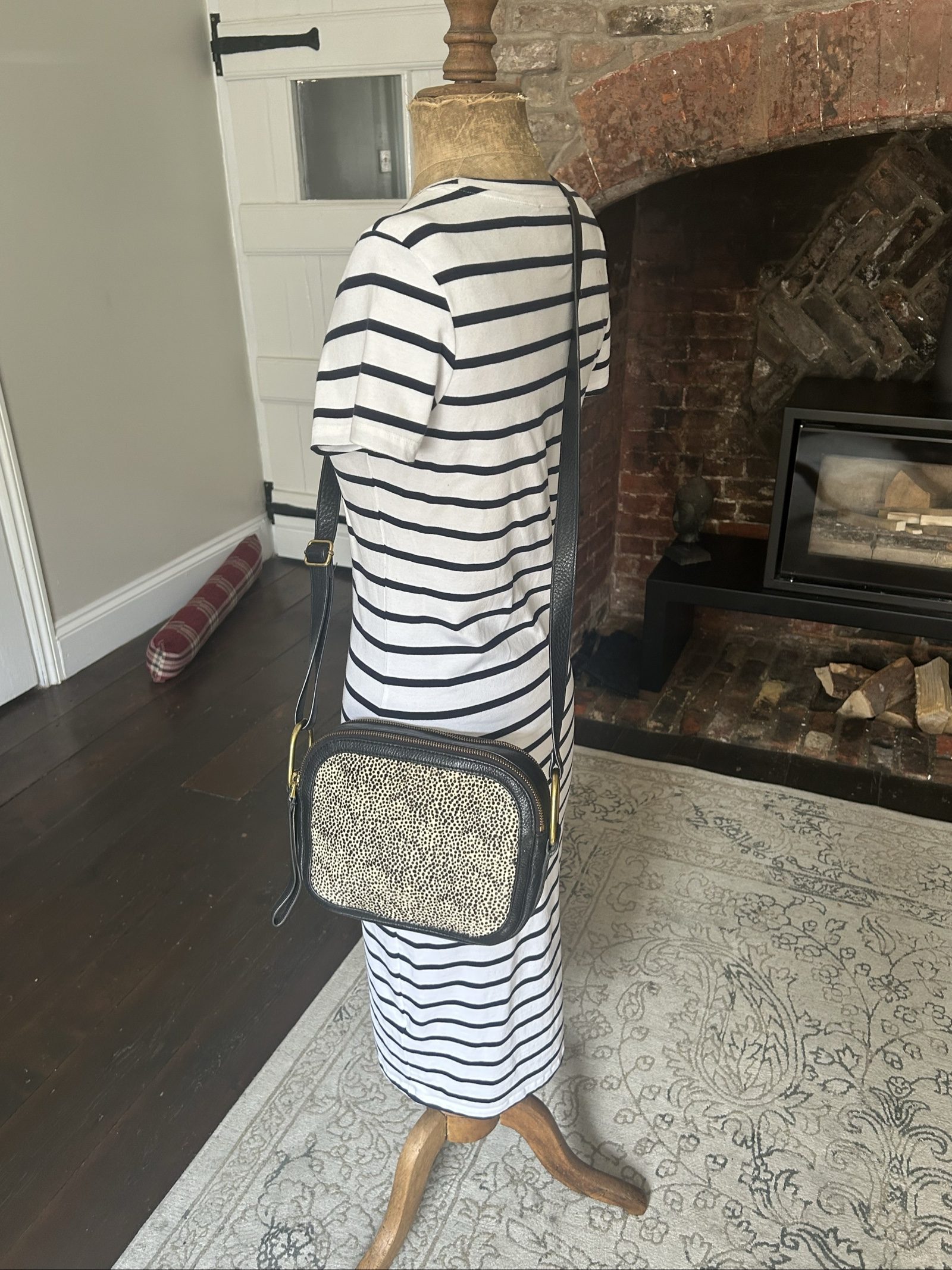 Fossil Black & White Leather Crossbody Bag Small Speckled image 7