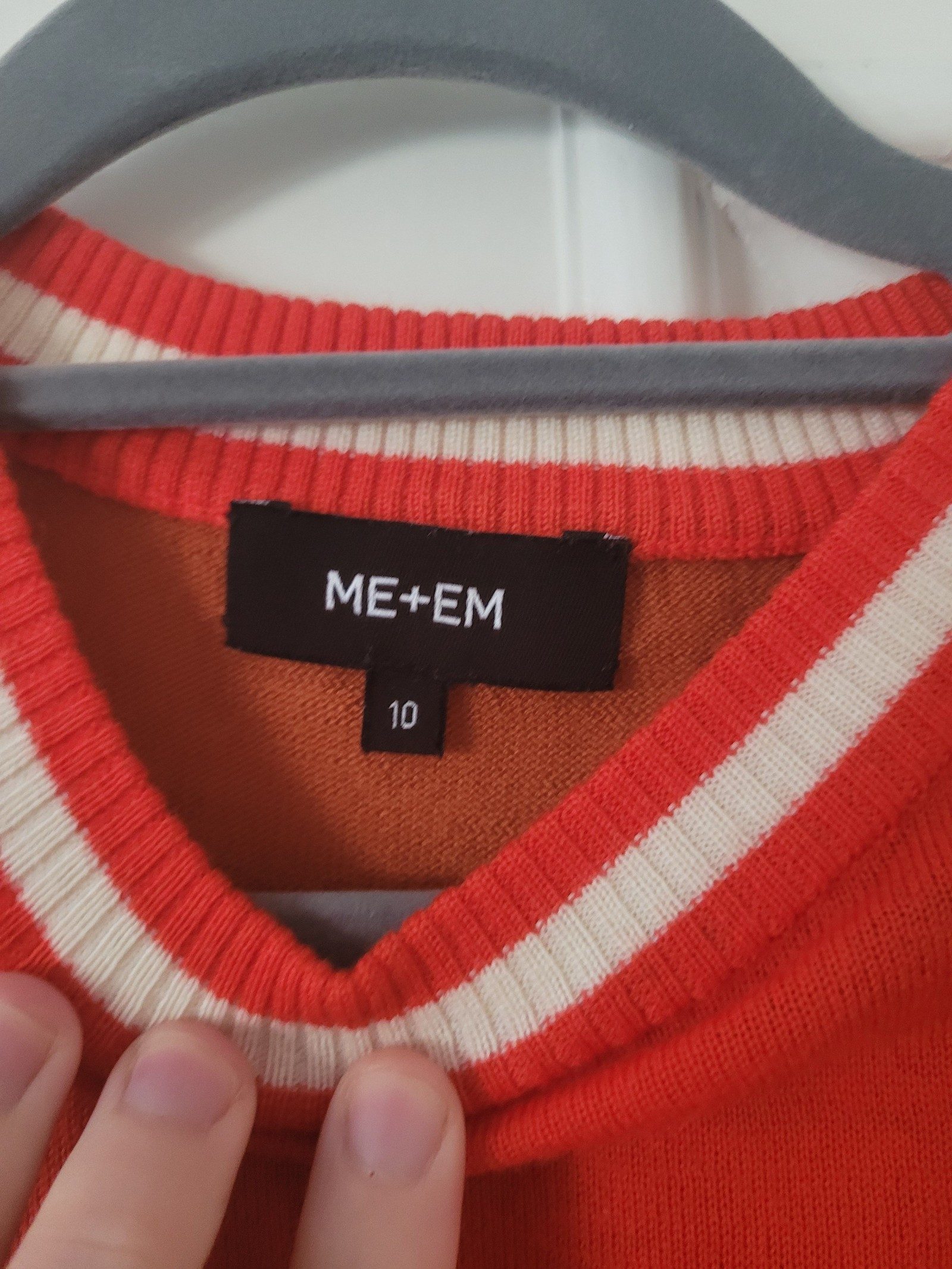 ME+EM Women's Red & Brown Wool Jumper Size 10 image 2