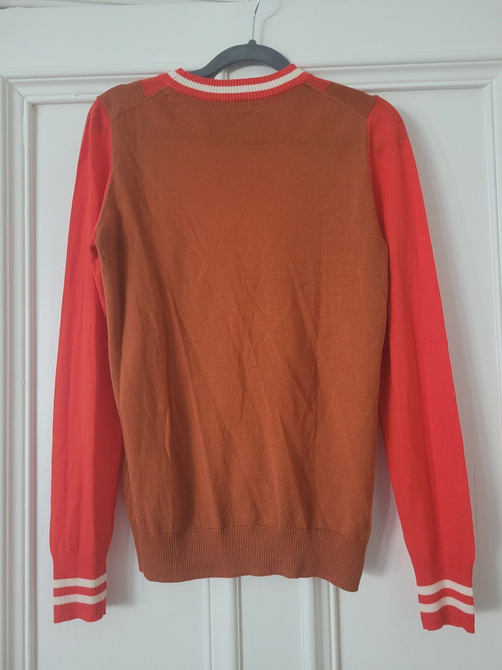ME+EM Women's Red & Brown Wool Jumper Size 10 image 3