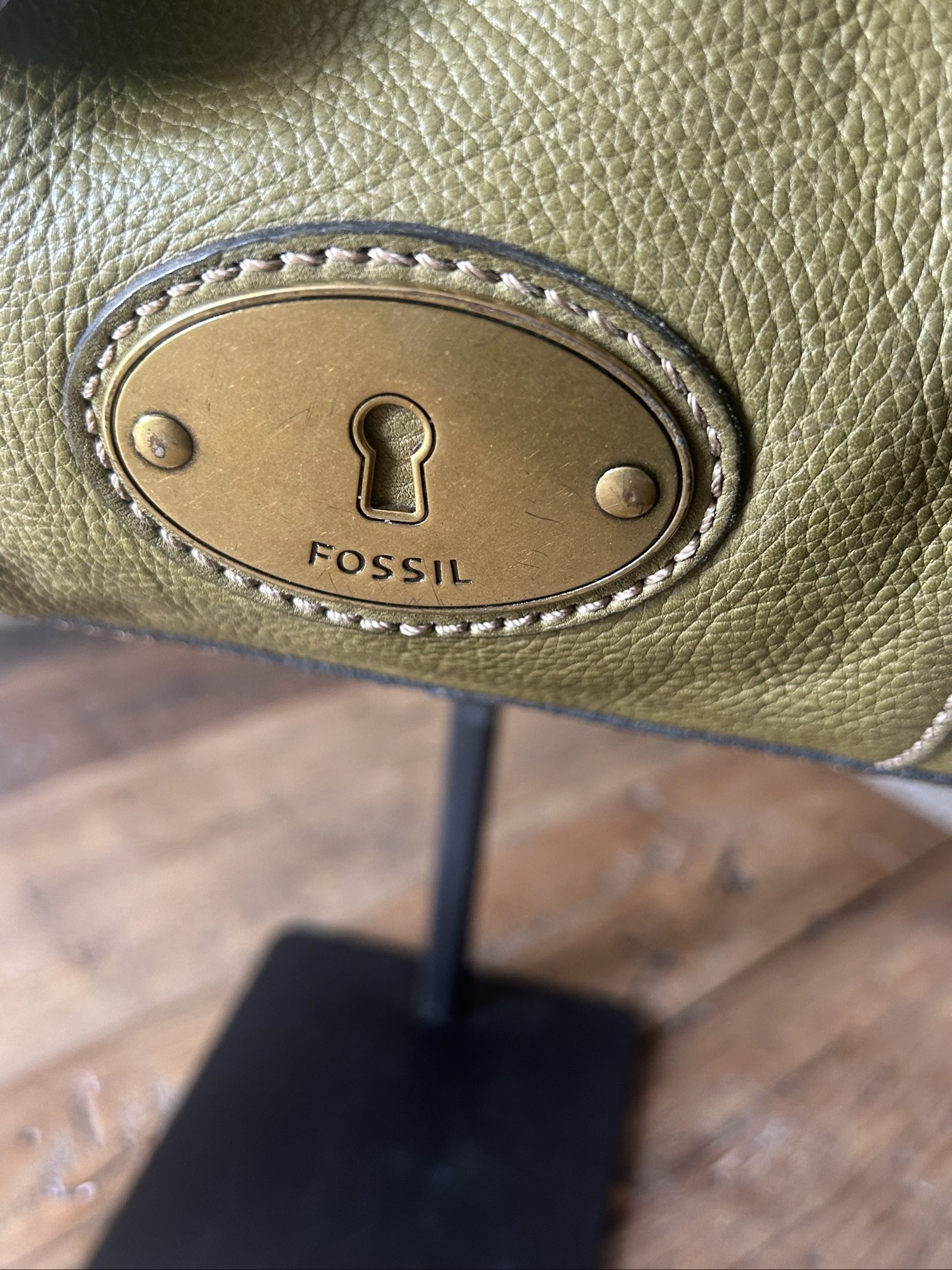 Fossil Olive Leather Satchel Handbag image 6