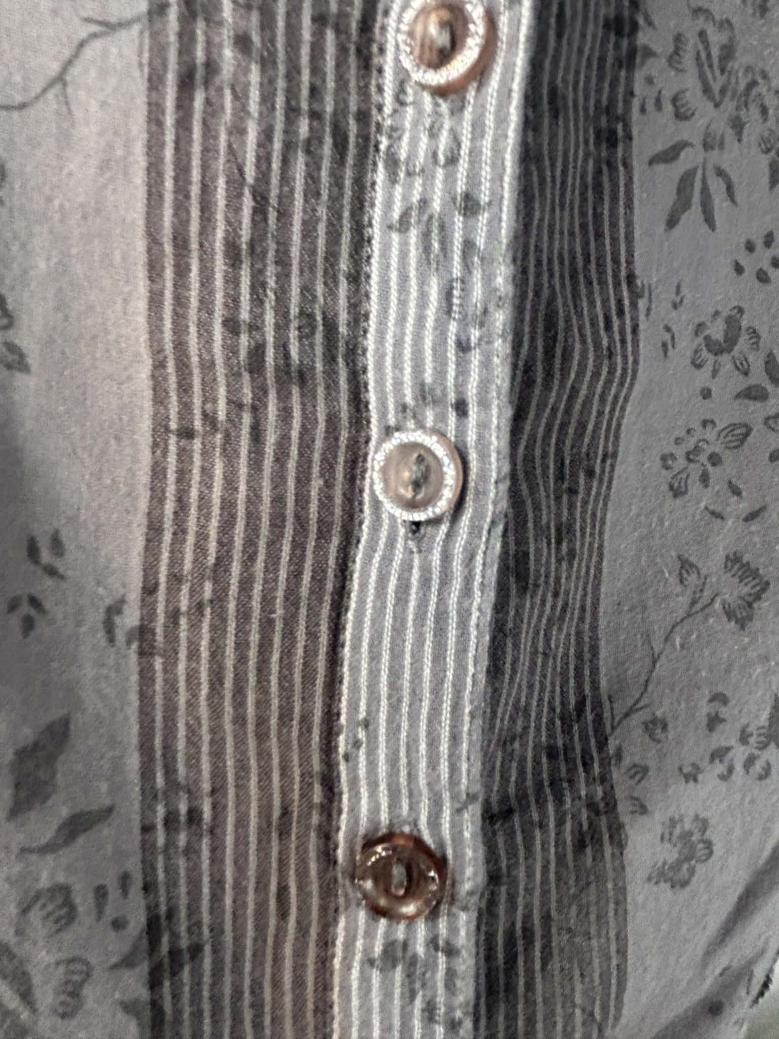 M&S Patterned Grey Striped Floral Cotton Shirt Size 14 image 5