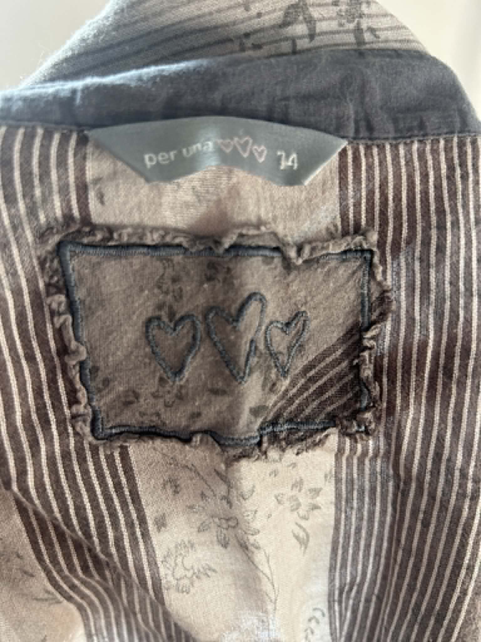 M&S Patterned Grey Striped Floral Cotton Shirt Size 14 image 6