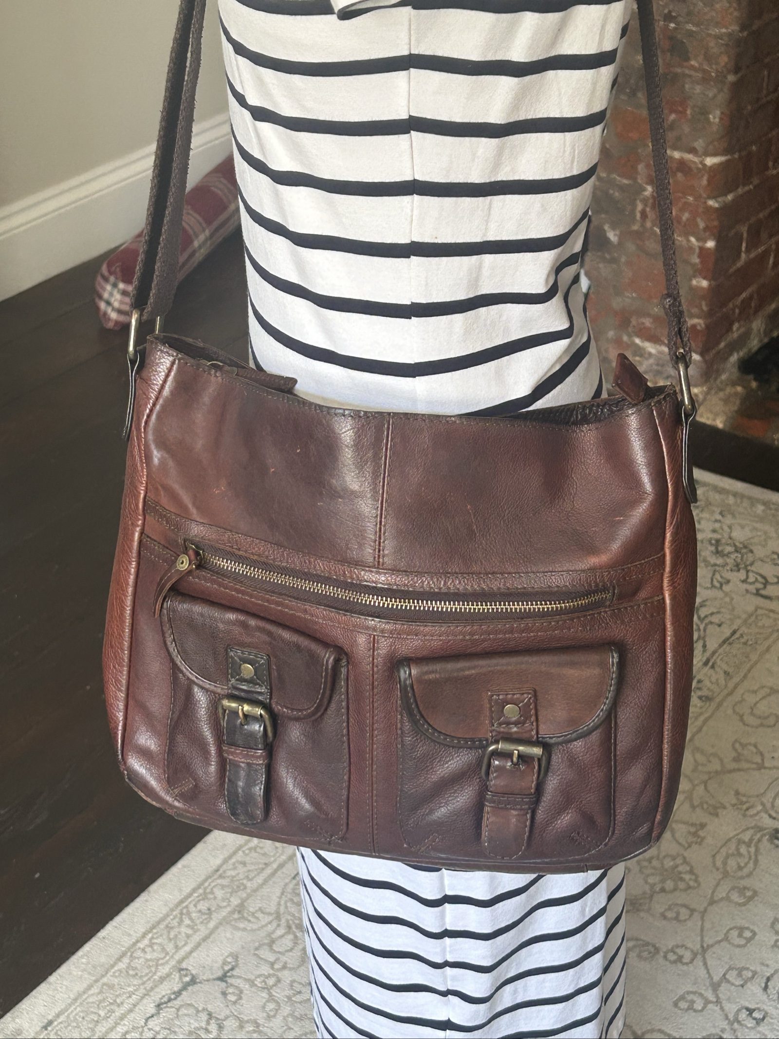 Fatface Leather Shoulder Crossbody Bag Medium