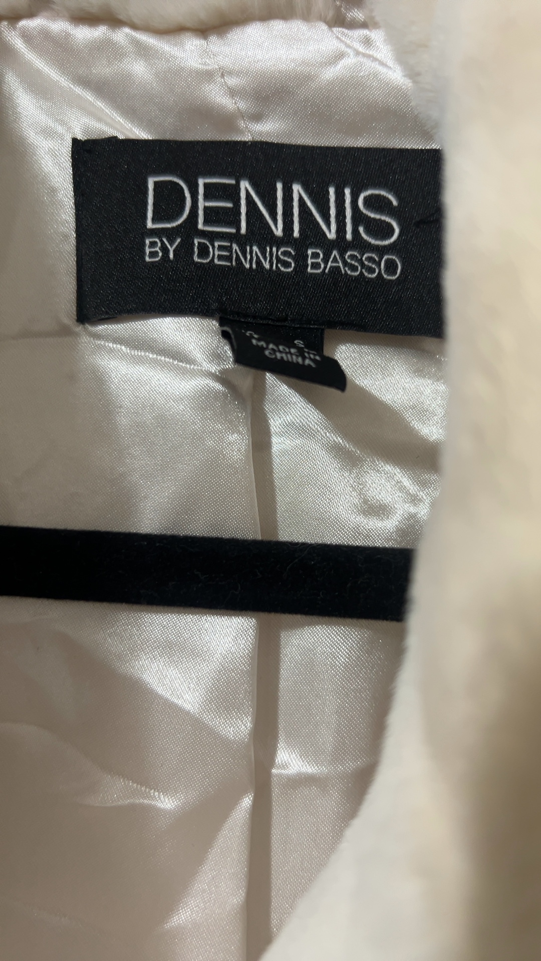 Dennis White Faux Fur Long Coat Small Elegant Textured image 3