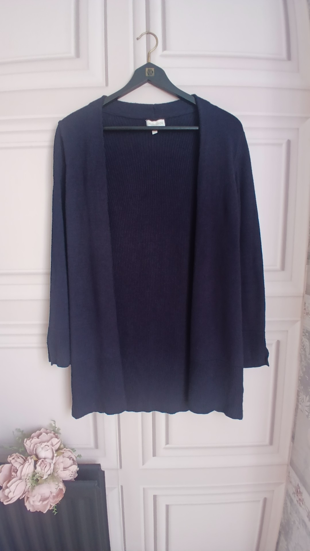 Monsoon Navy Ribbed Knit Cardigan Small Women's Size S