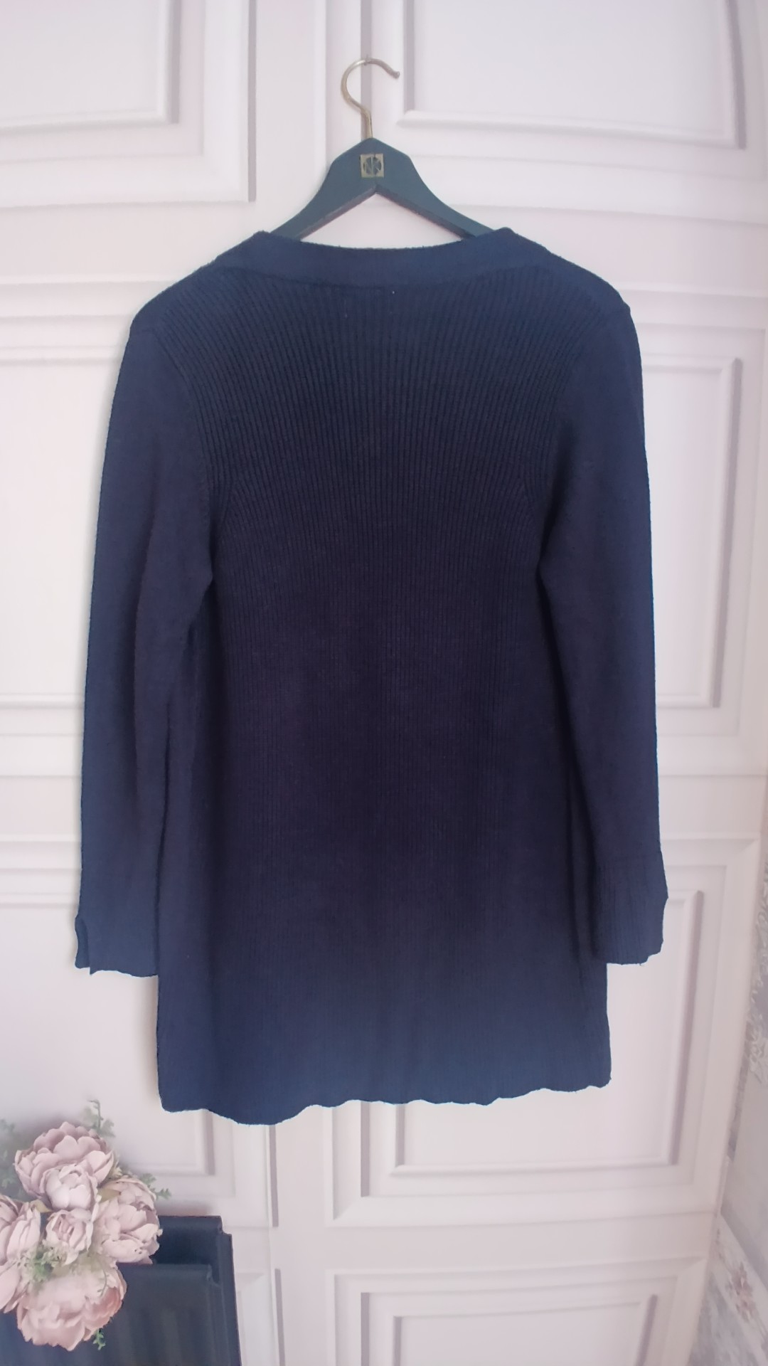 Monsoon Navy Ribbed Knit Cardigan Small Women's Size S image 2