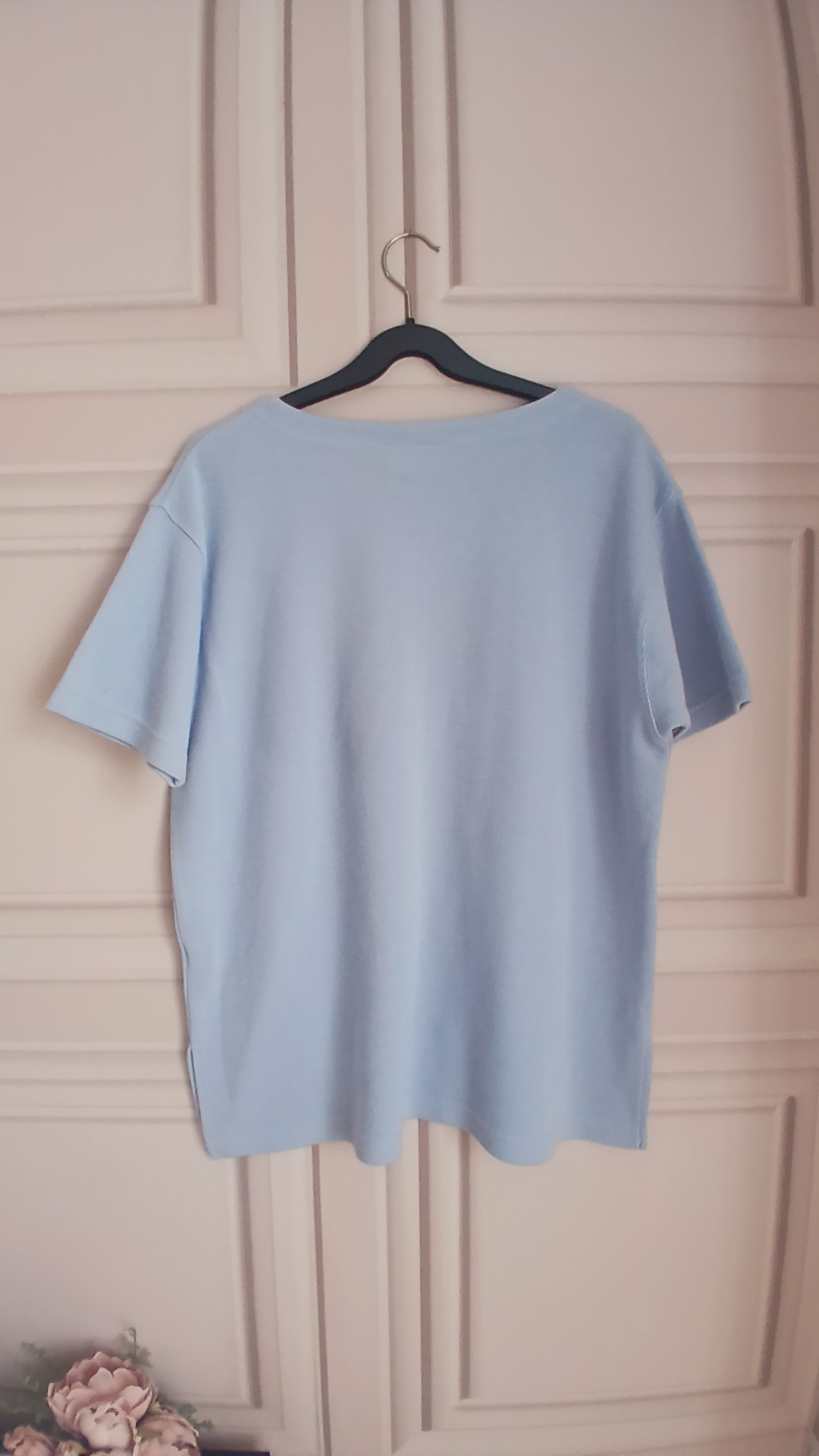 Anne Brooks Light Blue Cotton & Polyester T-Shirt Large image 3