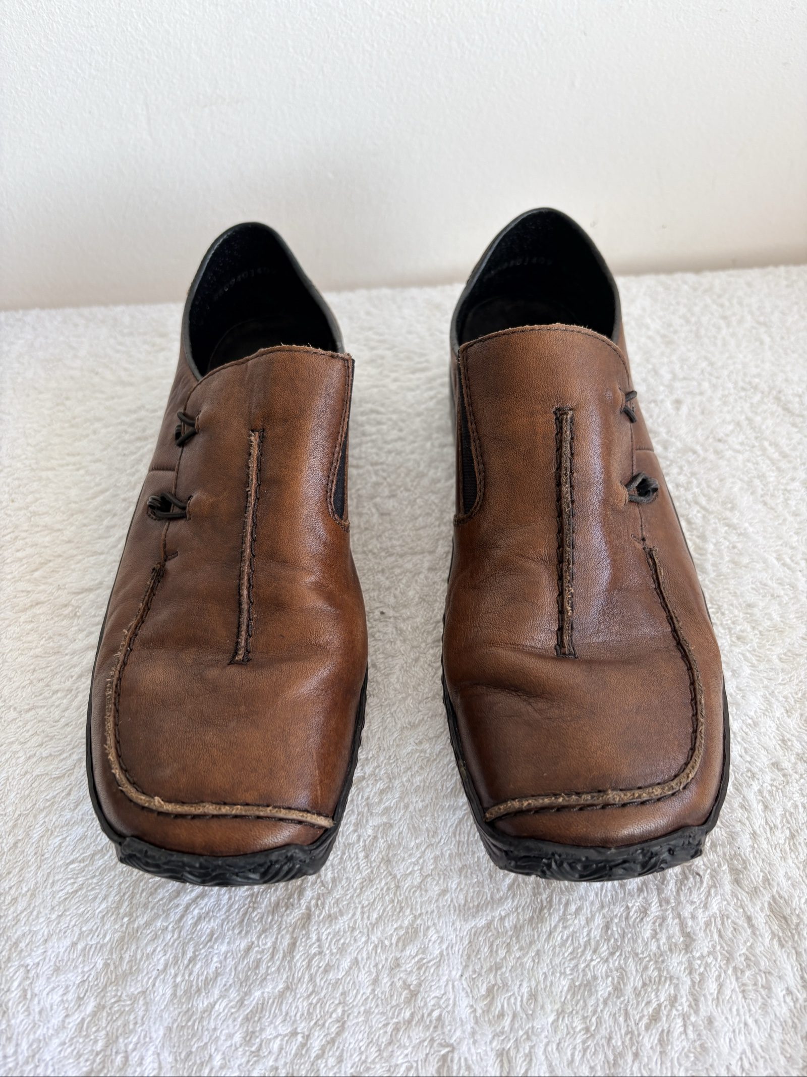 Brown Leather Casual Loafers Size 41 Men image 2