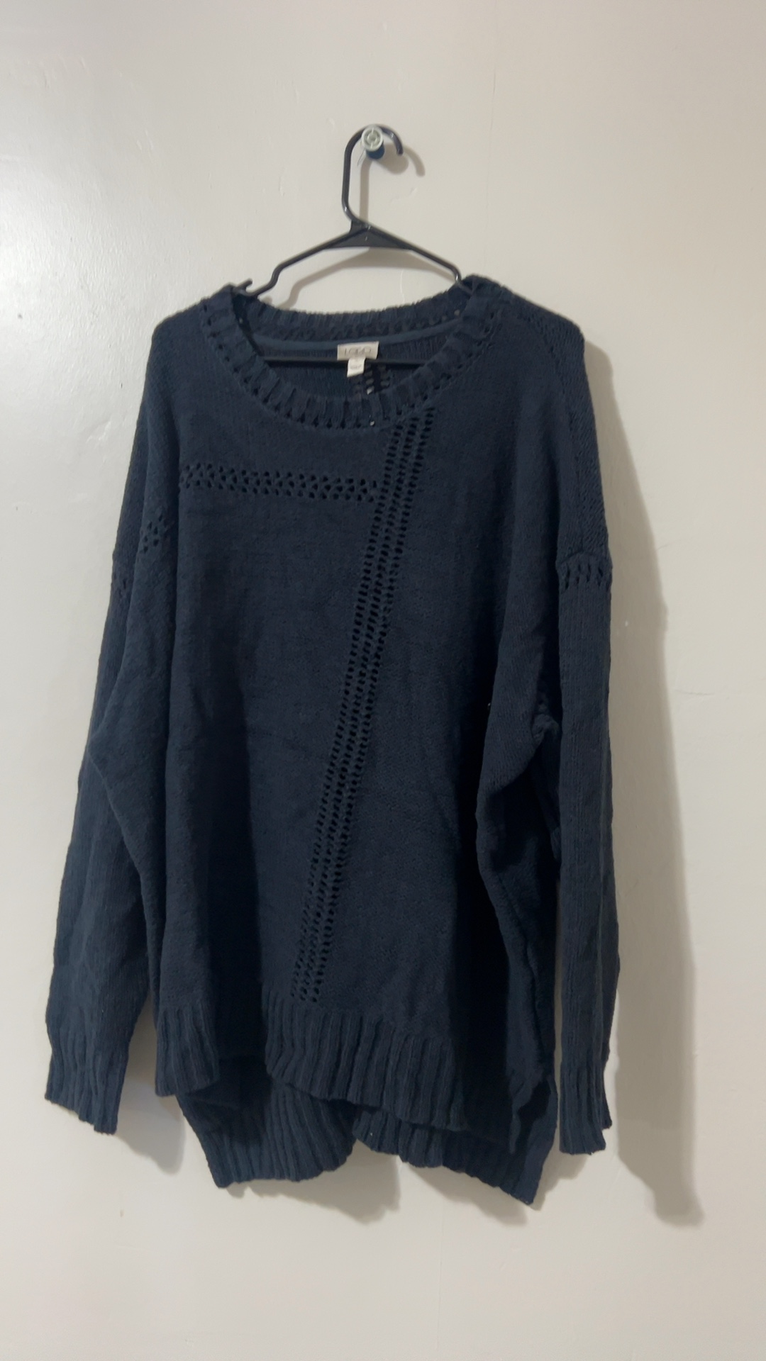 Lori Goldstein Navy Blue Knit Sweater 3X