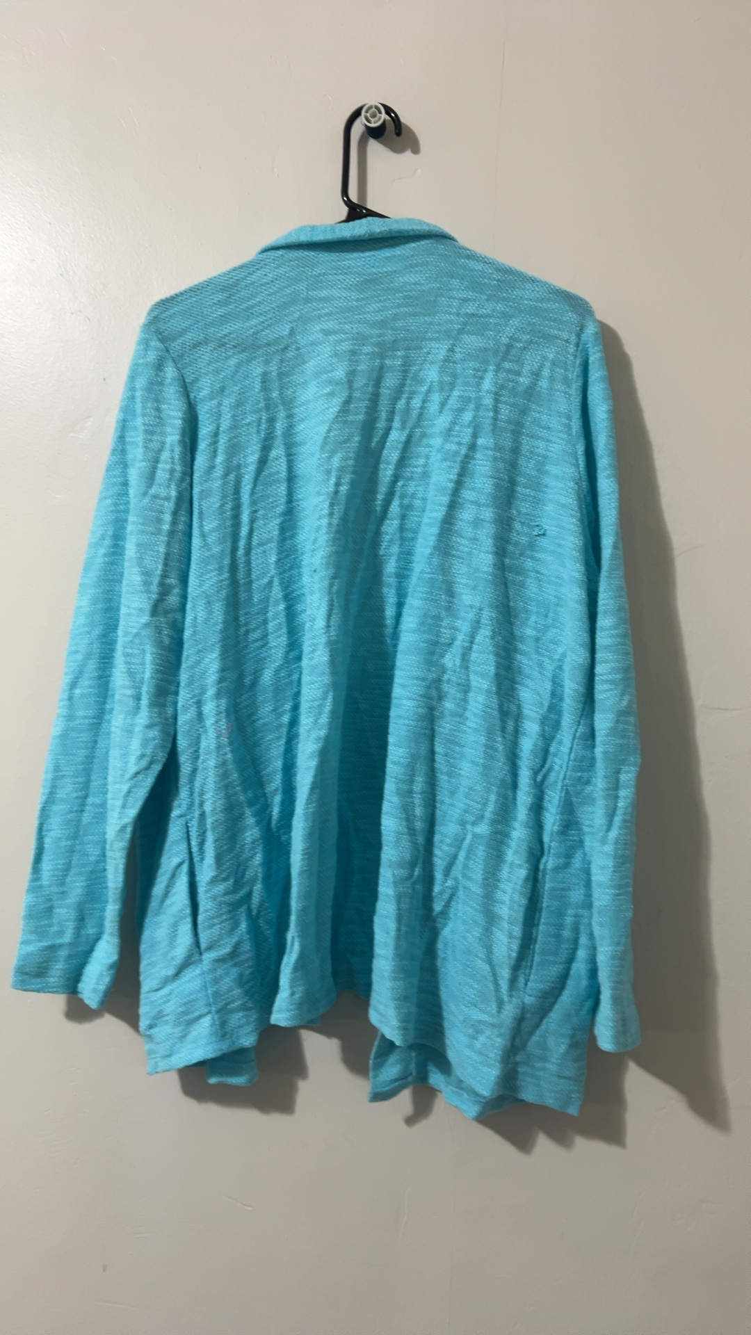 Belle Kim Gravel Turquoise Blue Cardigan Large