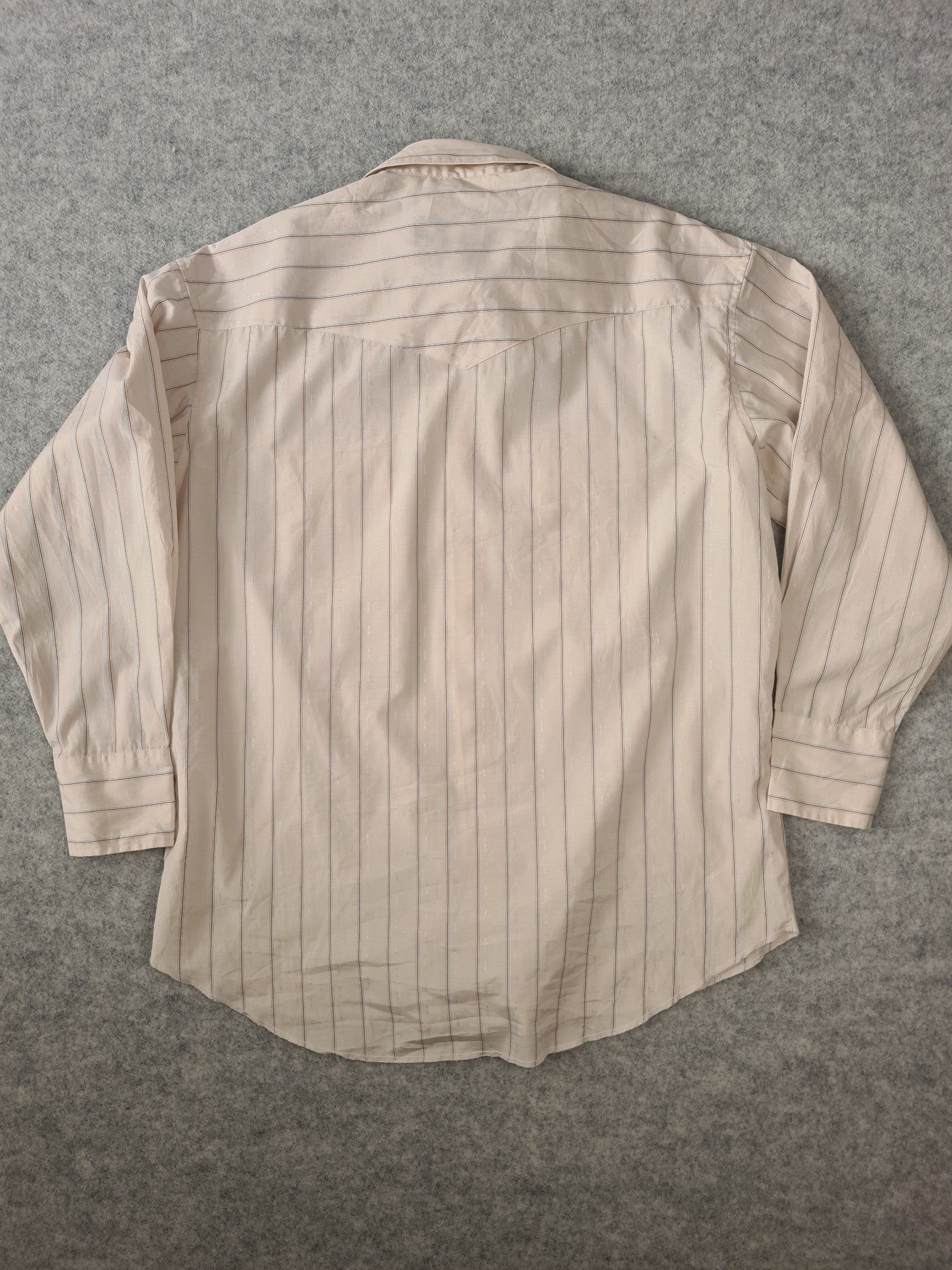 Wrangler Men’s Beige Brown Blue Stripe Western Dress Shirt Large 1116 image 5