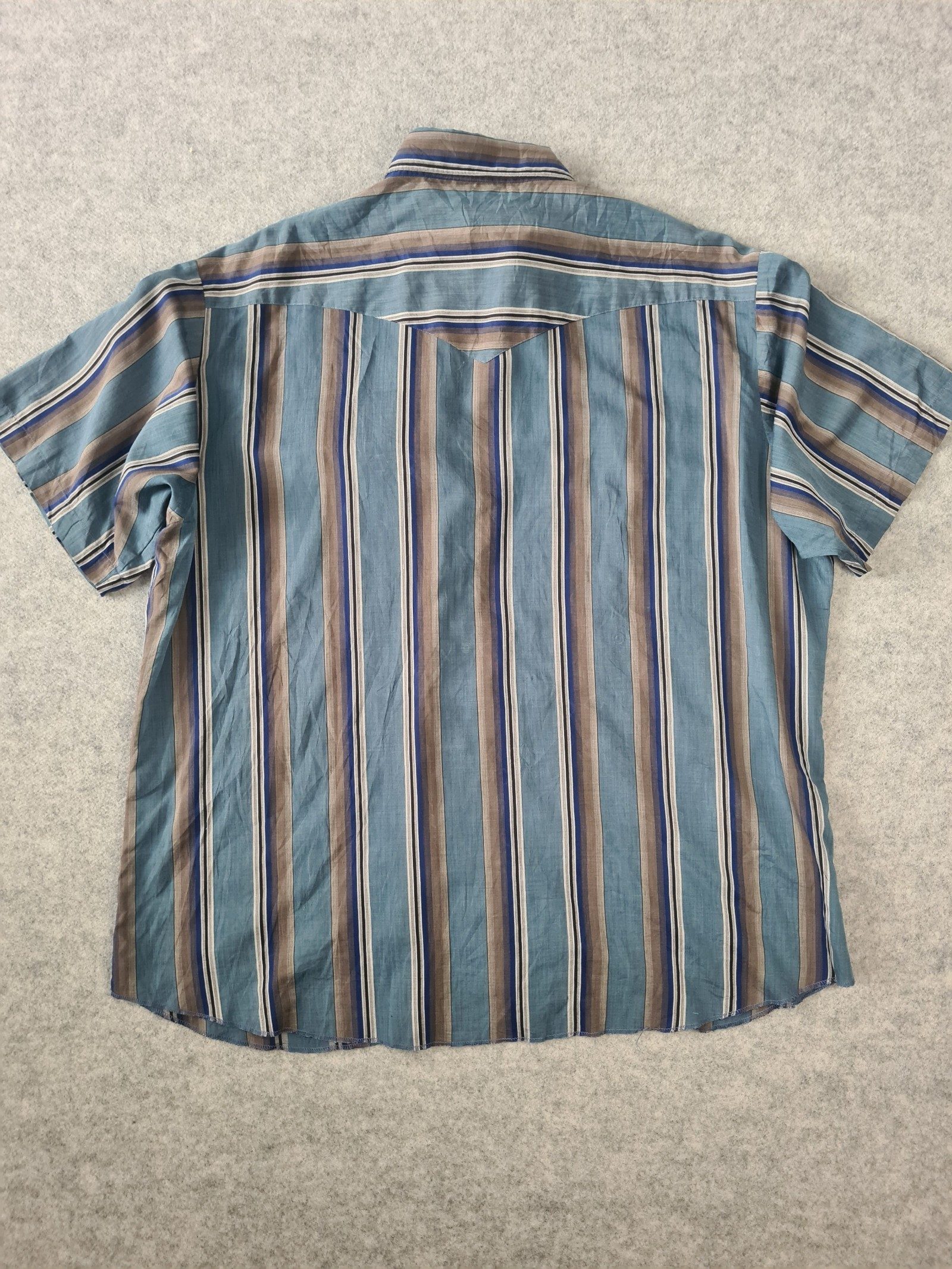 Wrangler Men’s Blue Beige Navy Stripe Western Shirt XXL 1117 image 3
