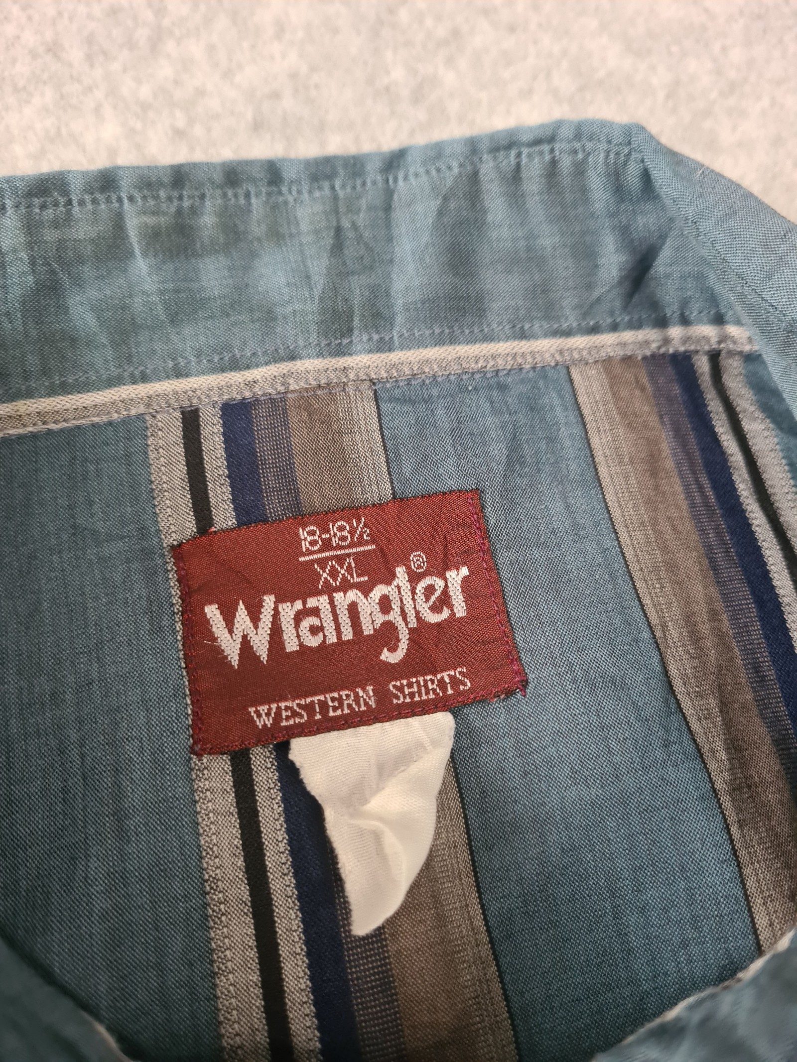 Wrangler Men’s Blue Beige Navy Stripe Western Shirt XXL 1117 image 4