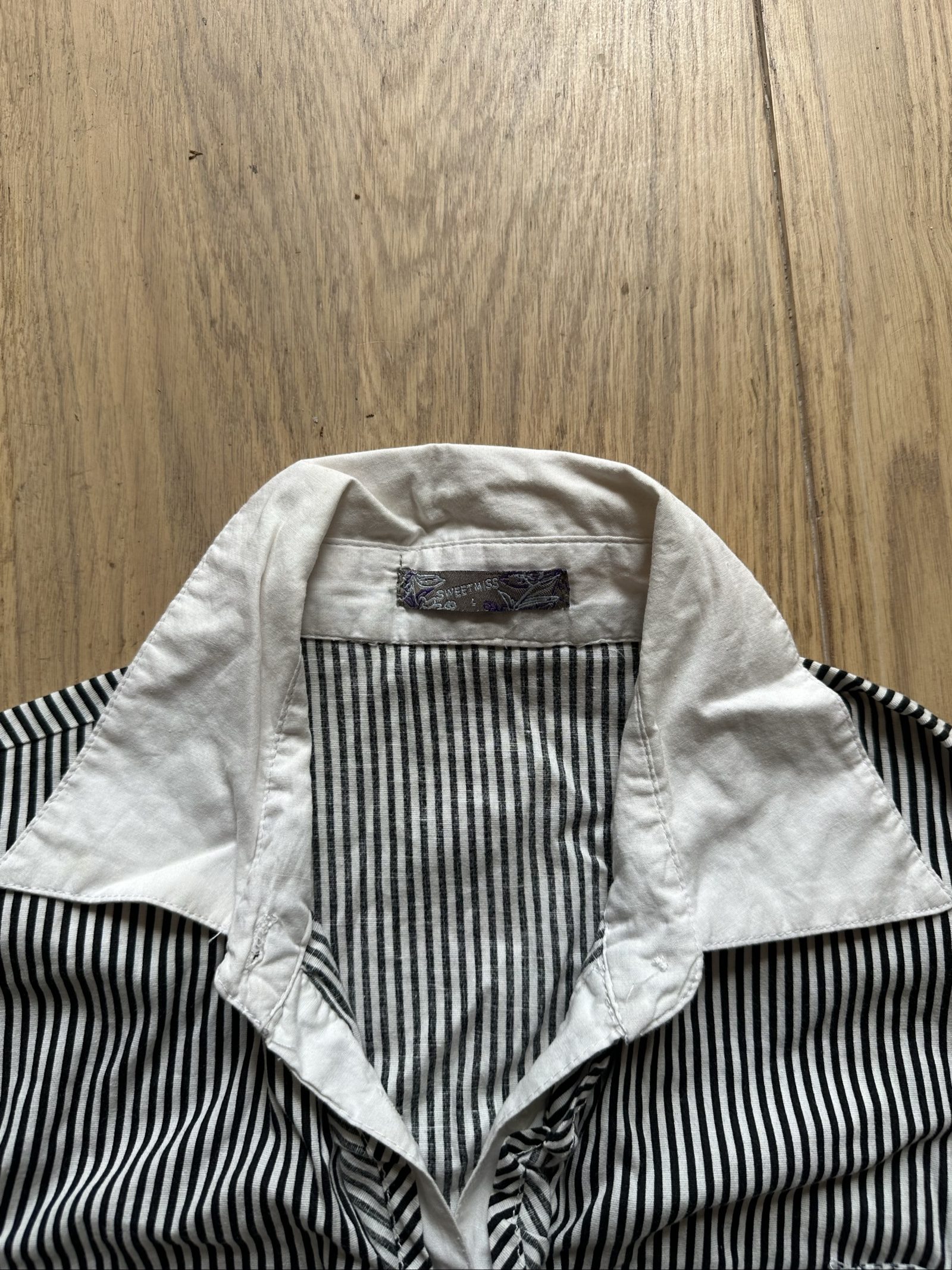 Sweet Miss Black & White Striped Long Sleeve Shirt UK 10 image 3