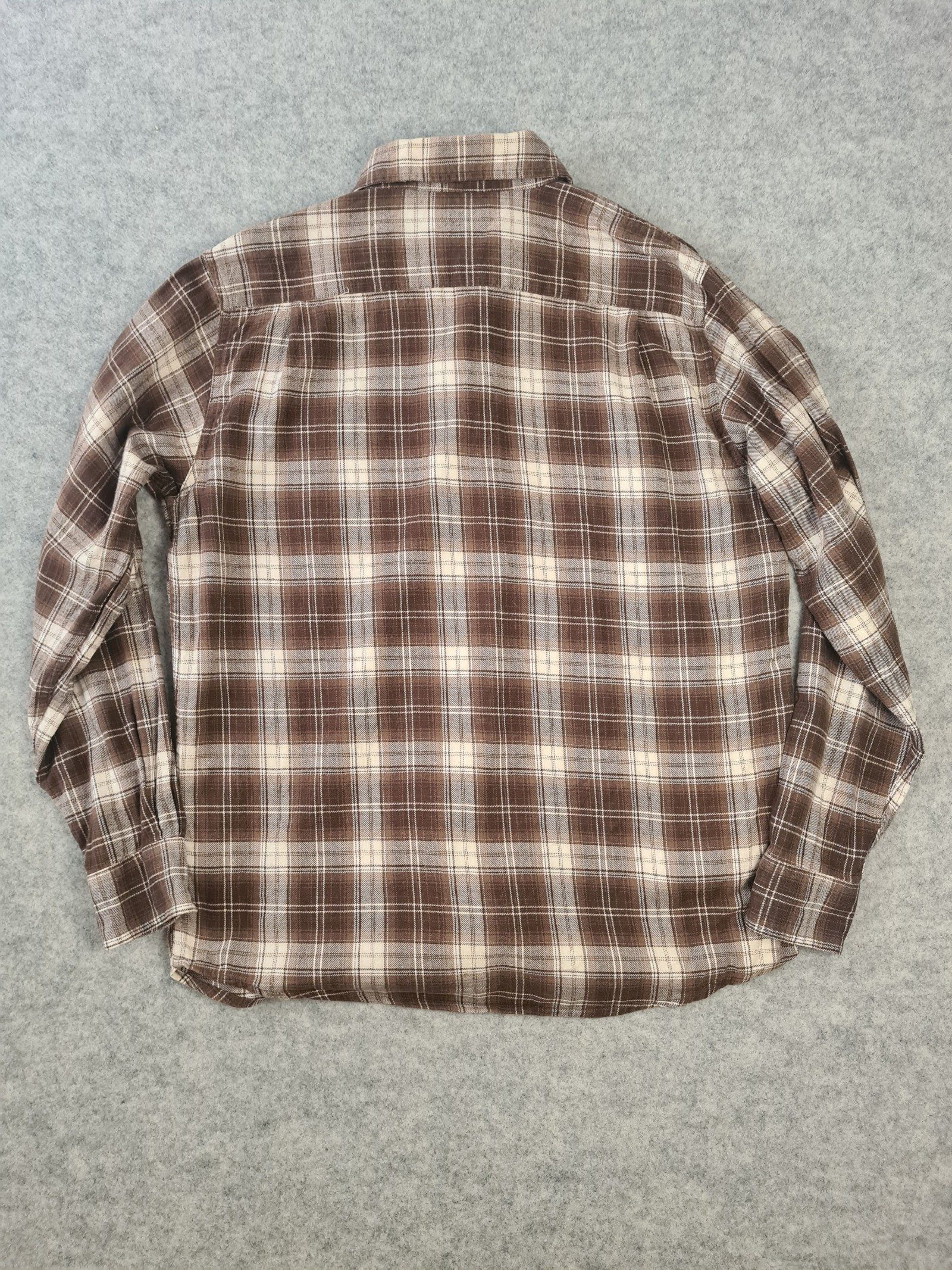 Wrangler Brown Beige White Plaid Shirt Medium 1131 image 6