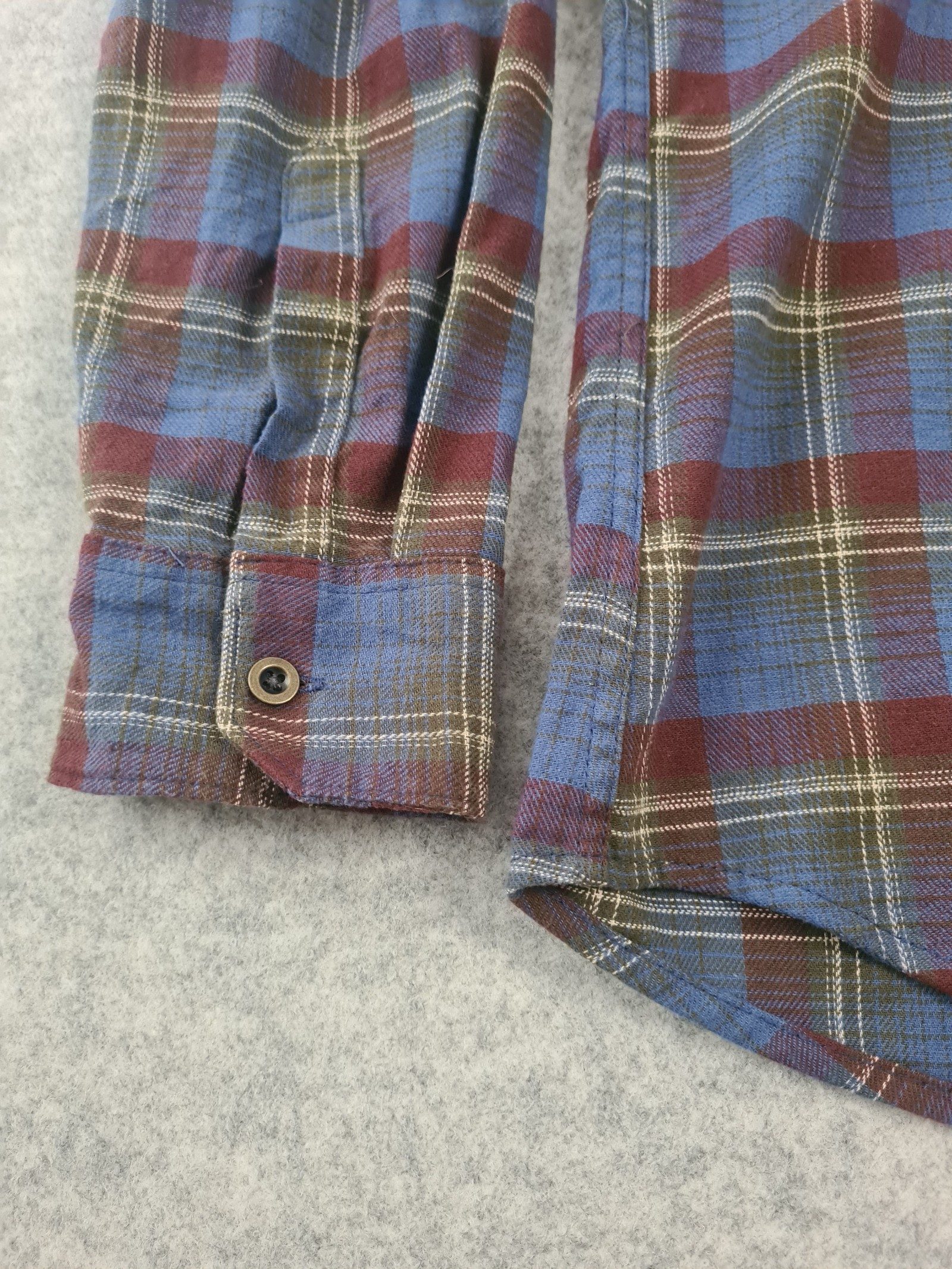 Wrangler Men’s Blue Brown Checked Flannel Shirt Western Large 1130 image 2