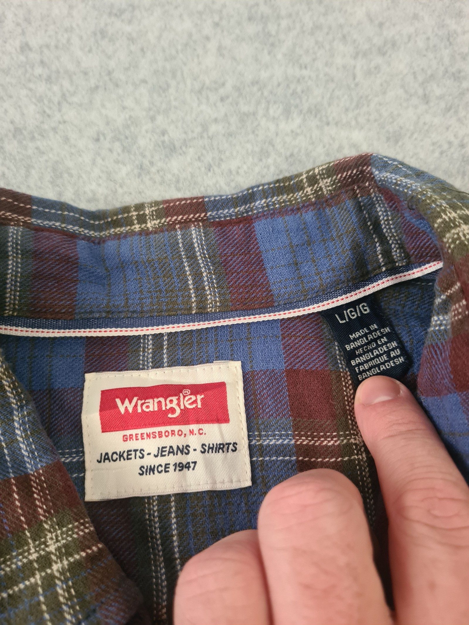 Wrangler Men’s Blue Brown Checked Flannel Shirt Western Large 1130 image 5