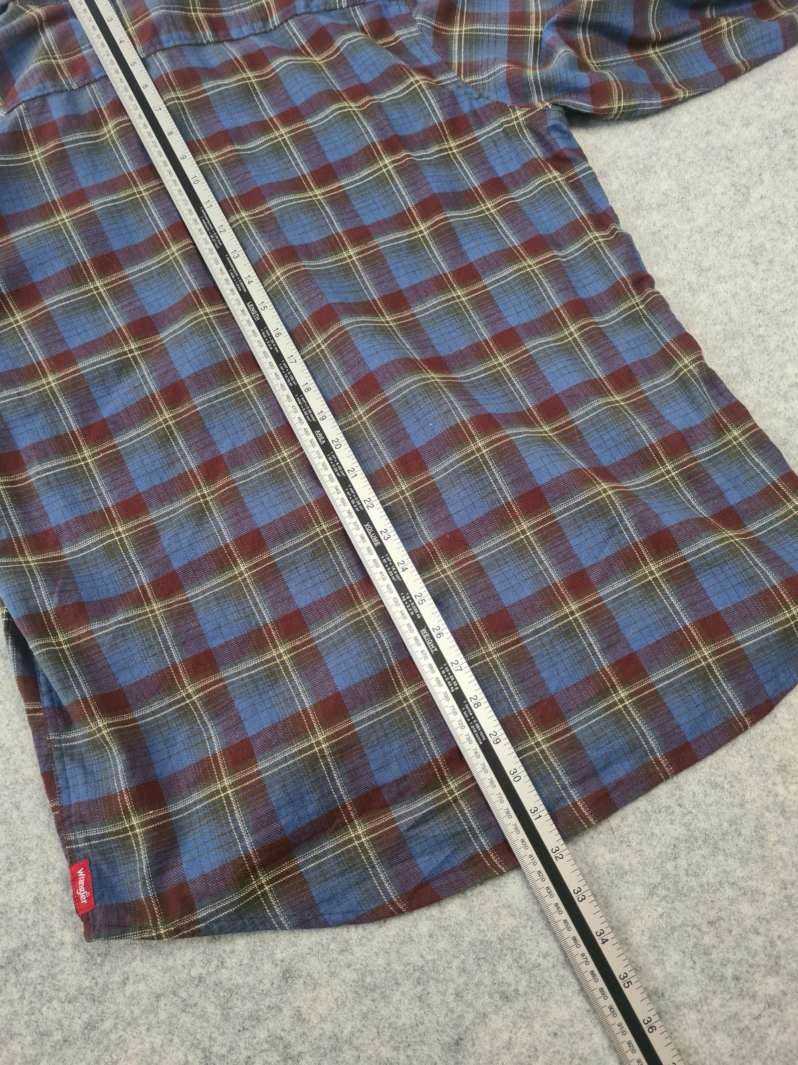 Wrangler Men’s Blue Brown Checked Flannel Shirt Western Large 1130 image 7