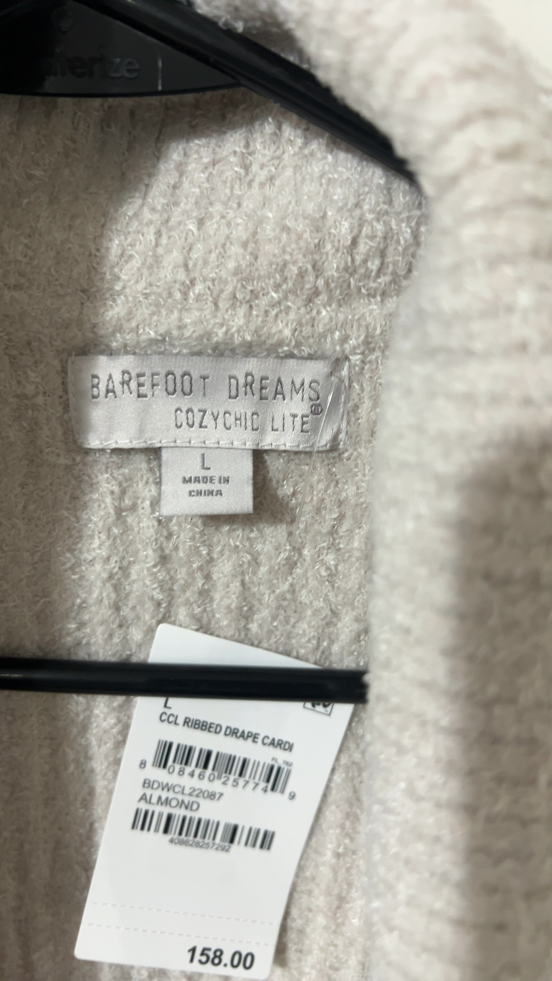 Barefoot Dreams Women's Almond Ribbed Drape Cardigan Large Cozy Chic Lite image 3