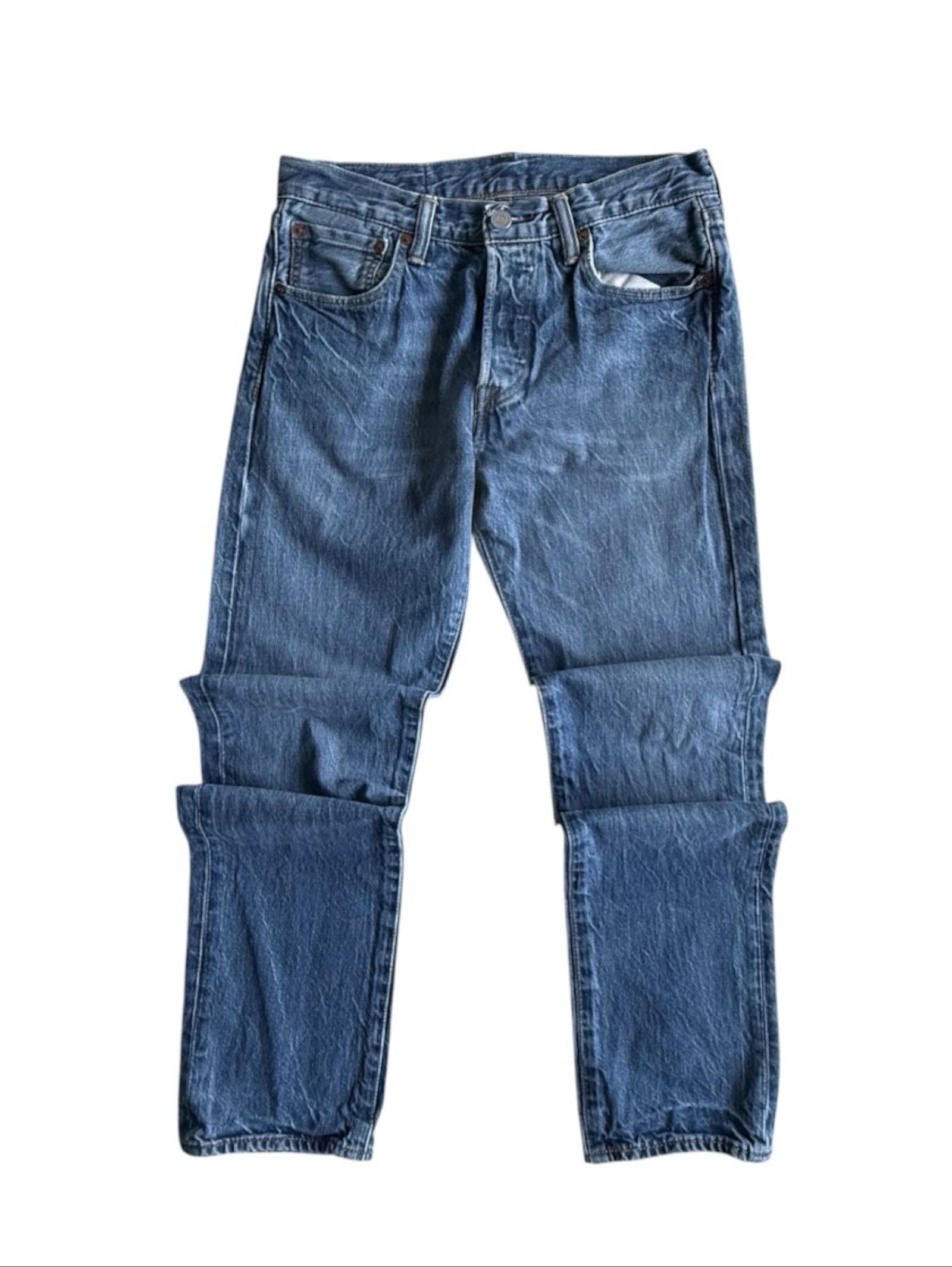 Levi’s Men’s 501 Original Jeans W28 L32 Blue Straight Leg Button Fly