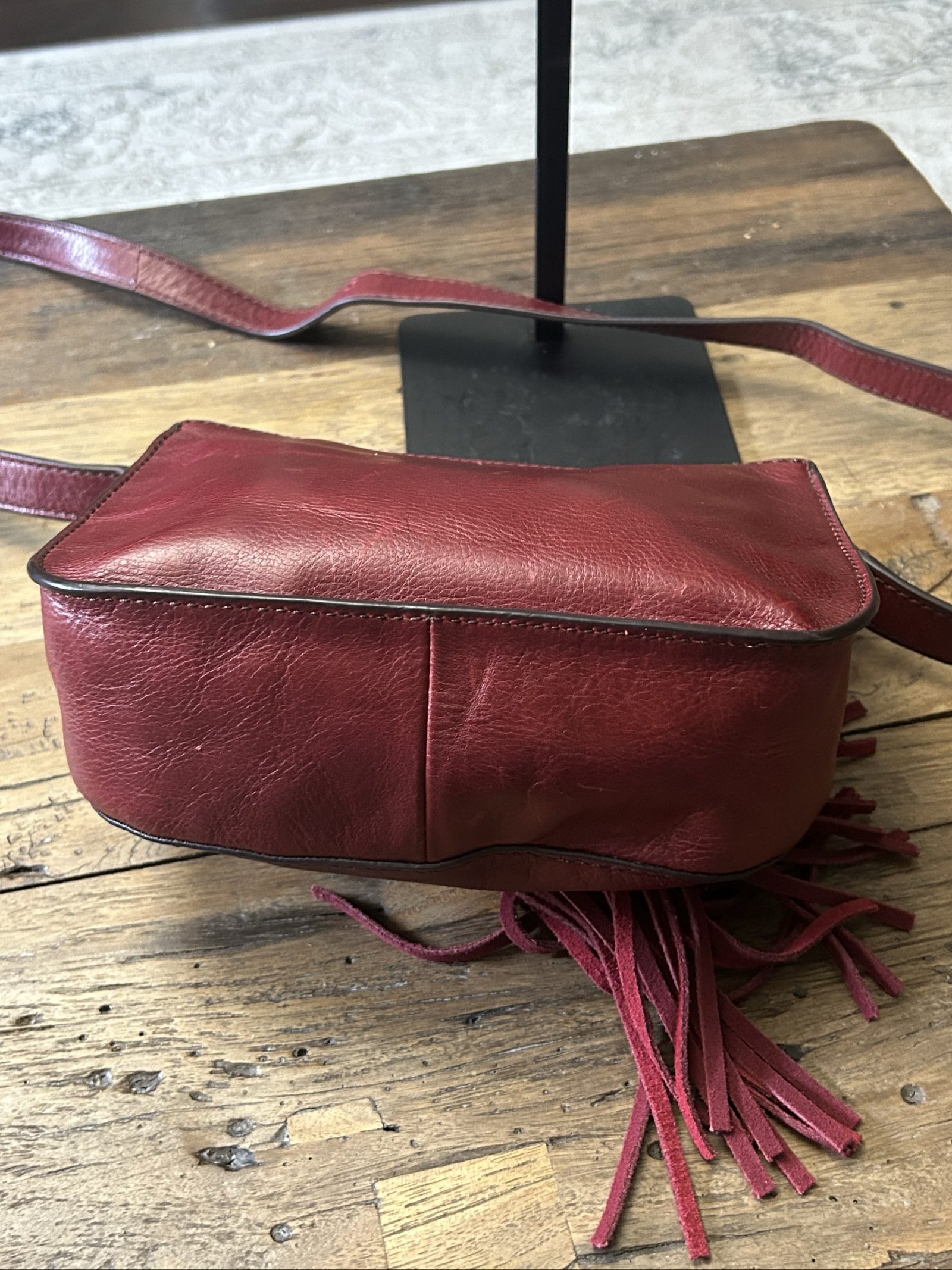 Fossil Emi Red Leather Tassel Detail Shoulder Bag image 7