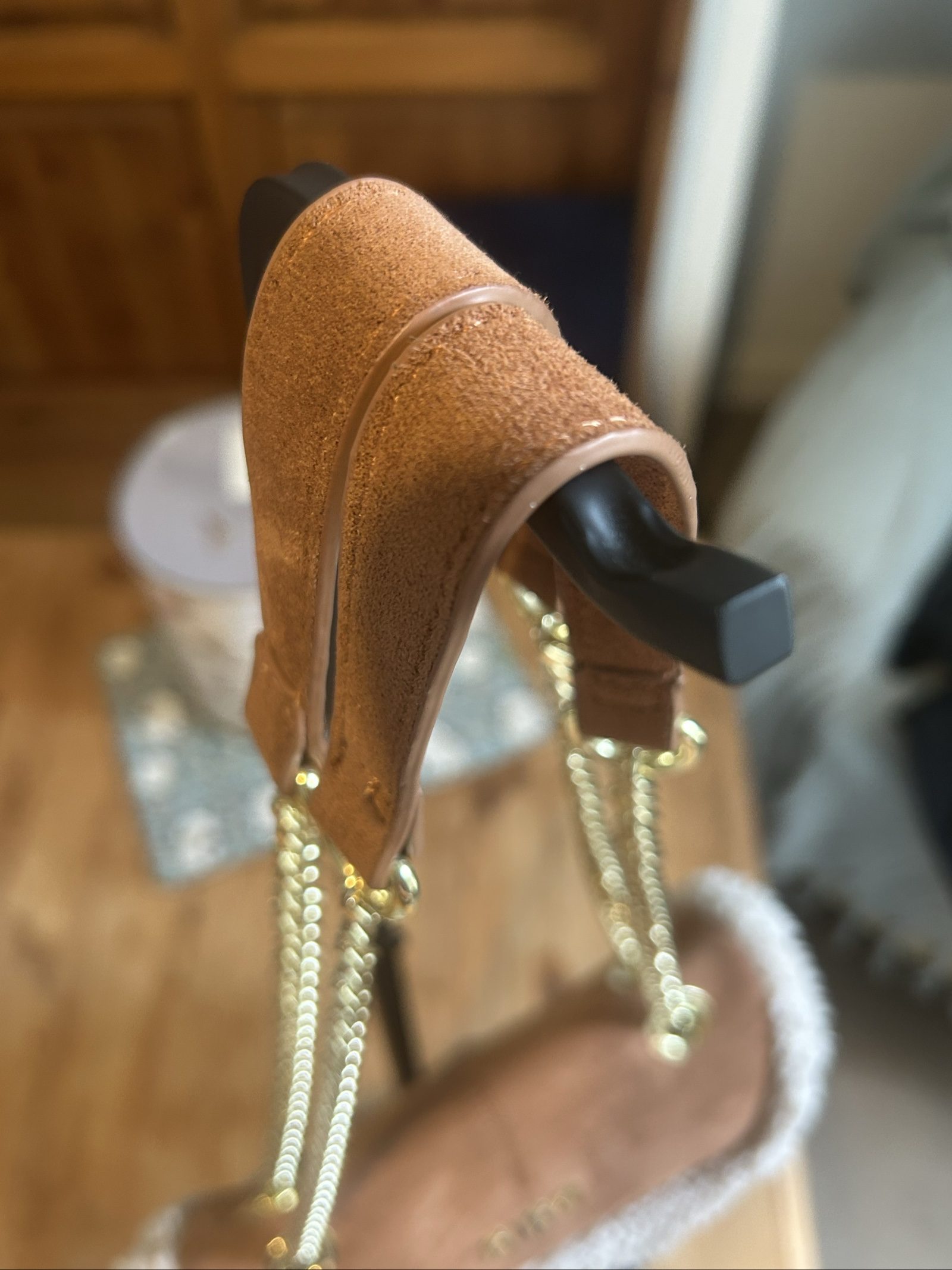 Biba Brown & White Faux Suede Faux Shearling Shoulder Bag image 4