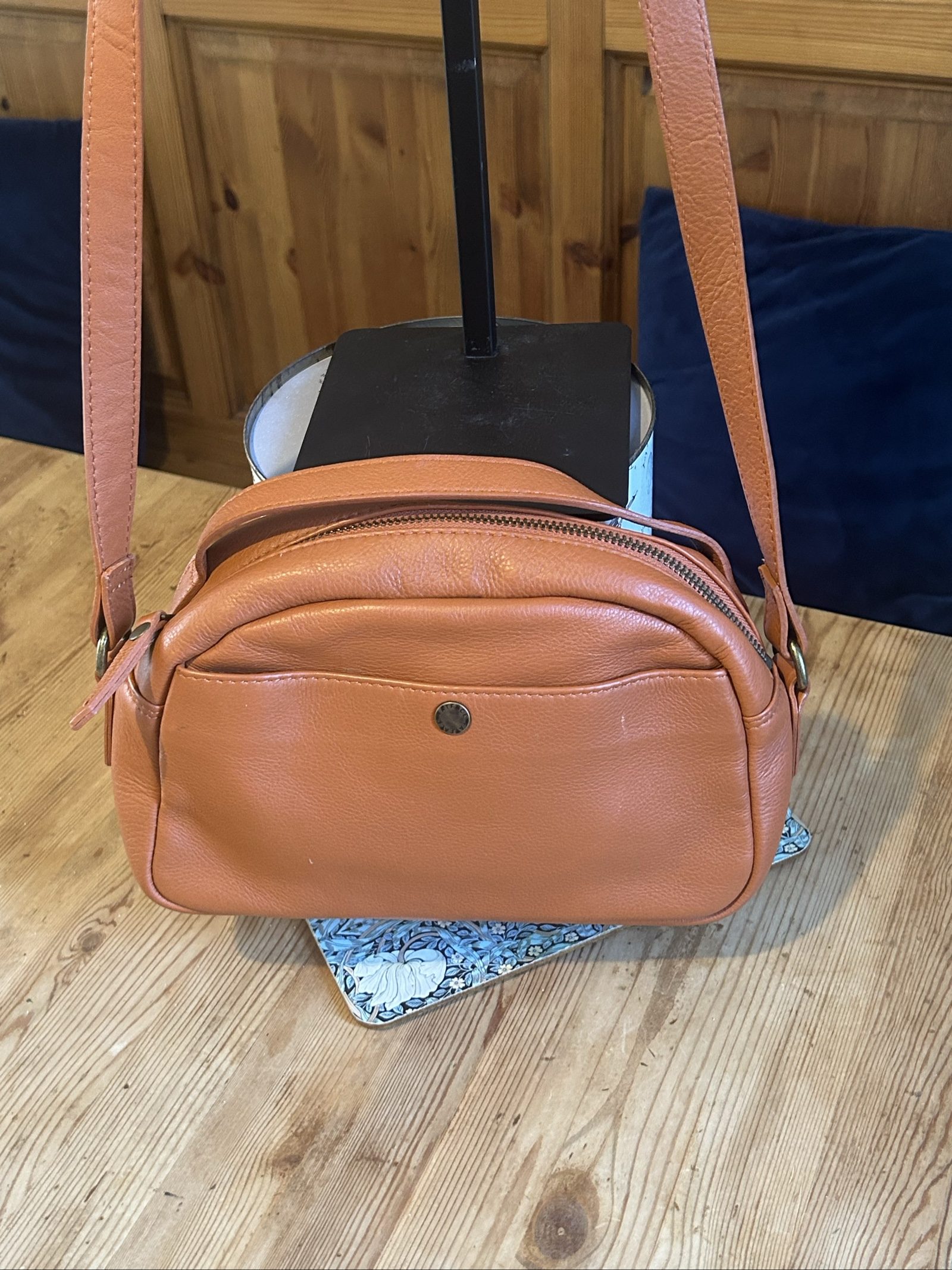 Fatface Orange Leather Crossbody Bag Adjustable Strap