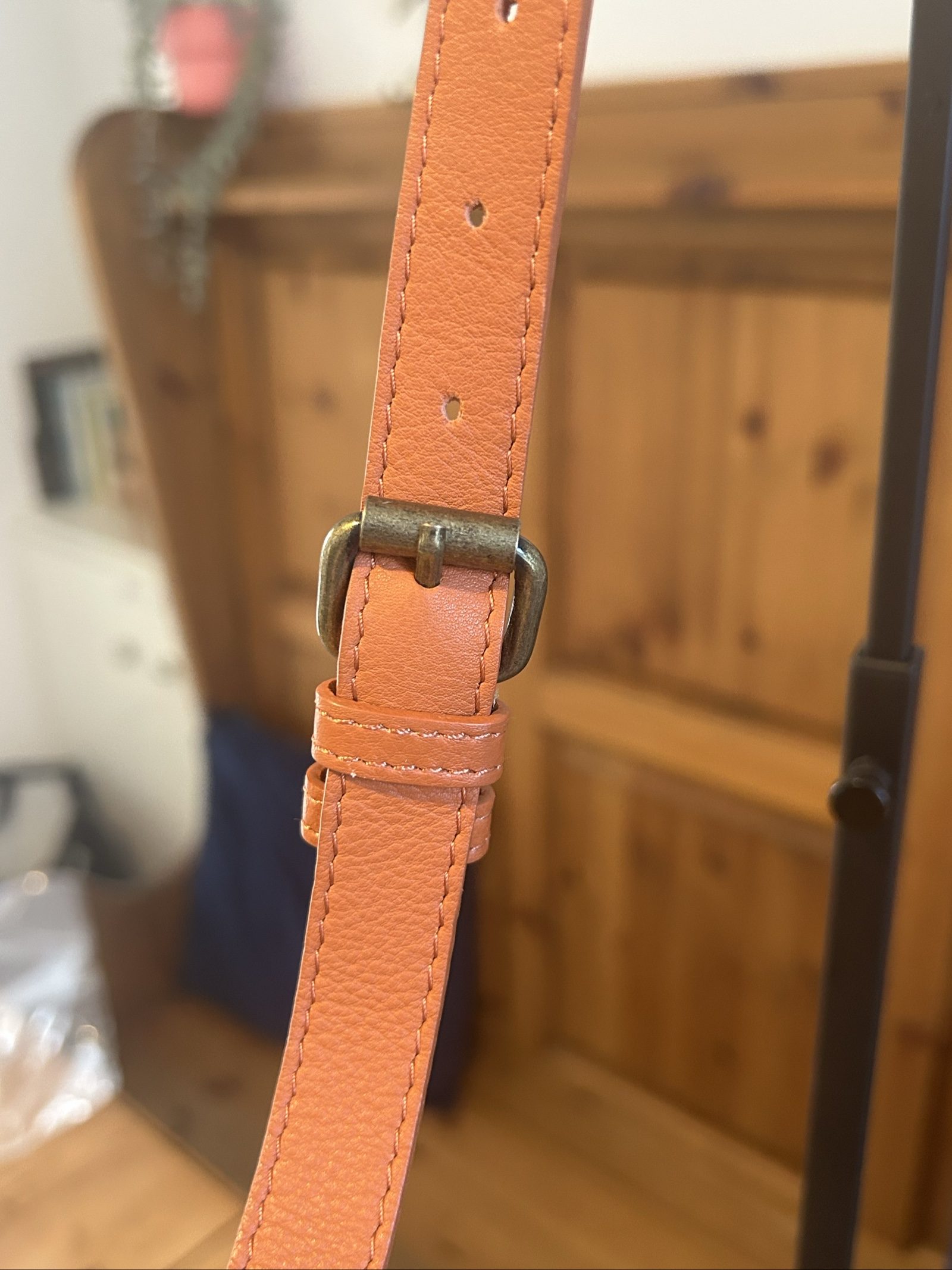Fatface Orange Leather Crossbody Bag Adjustable Strap image 5