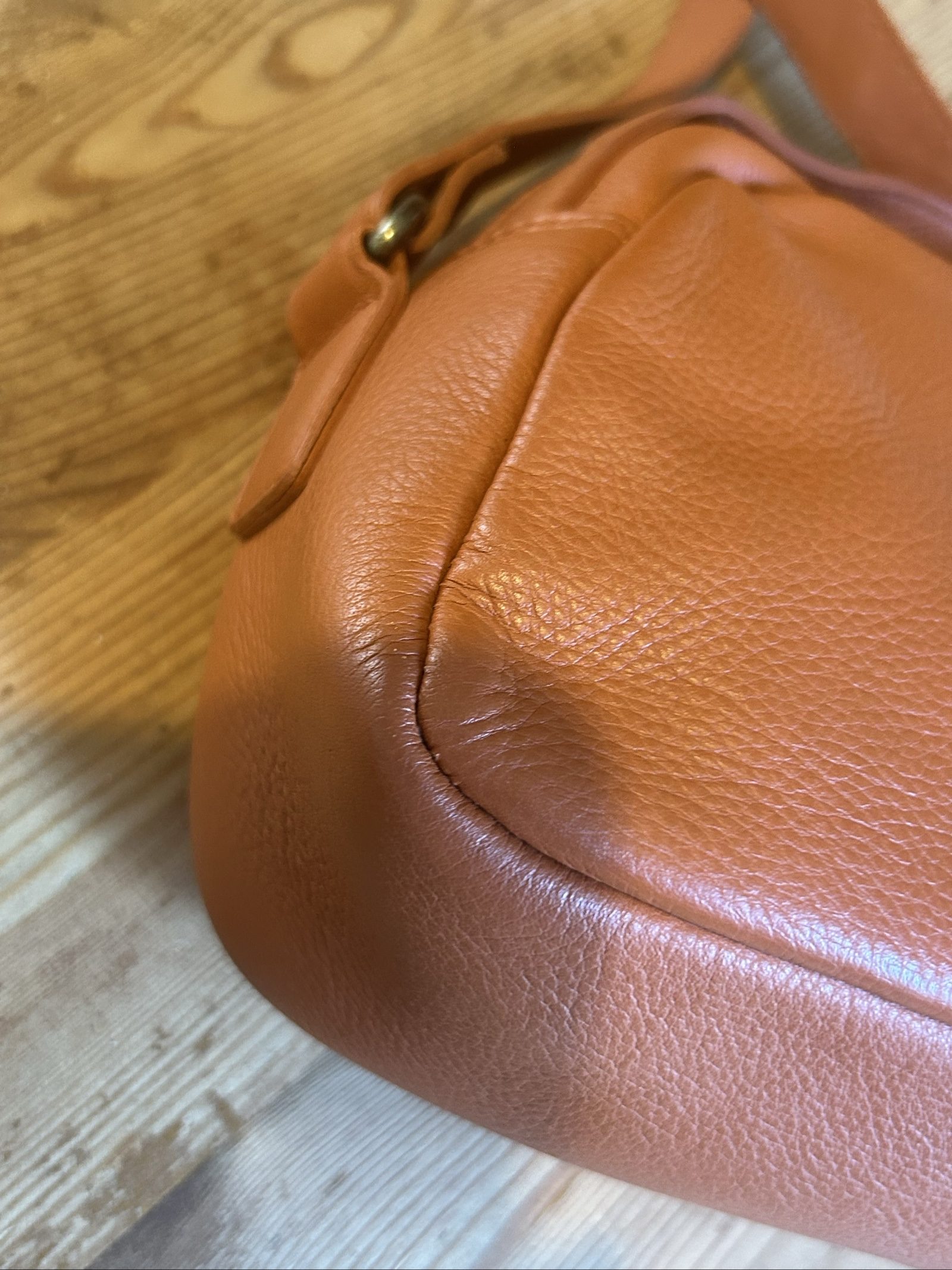 Fatface Orange Leather Crossbody Bag Adjustable Strap image 9