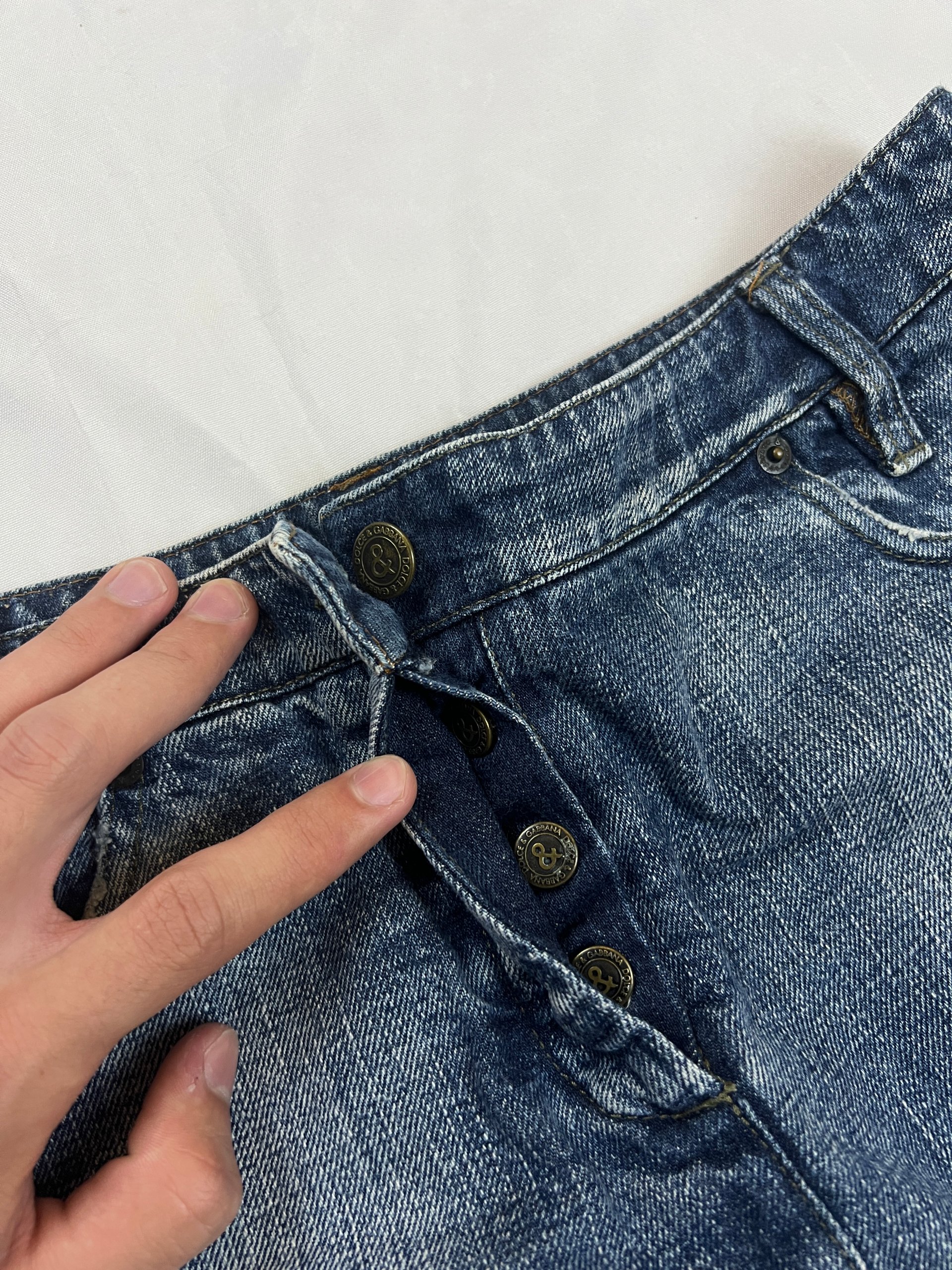 & Other Stories Blue Denim Mini Skirt Size 36 Frayed Hem image 2