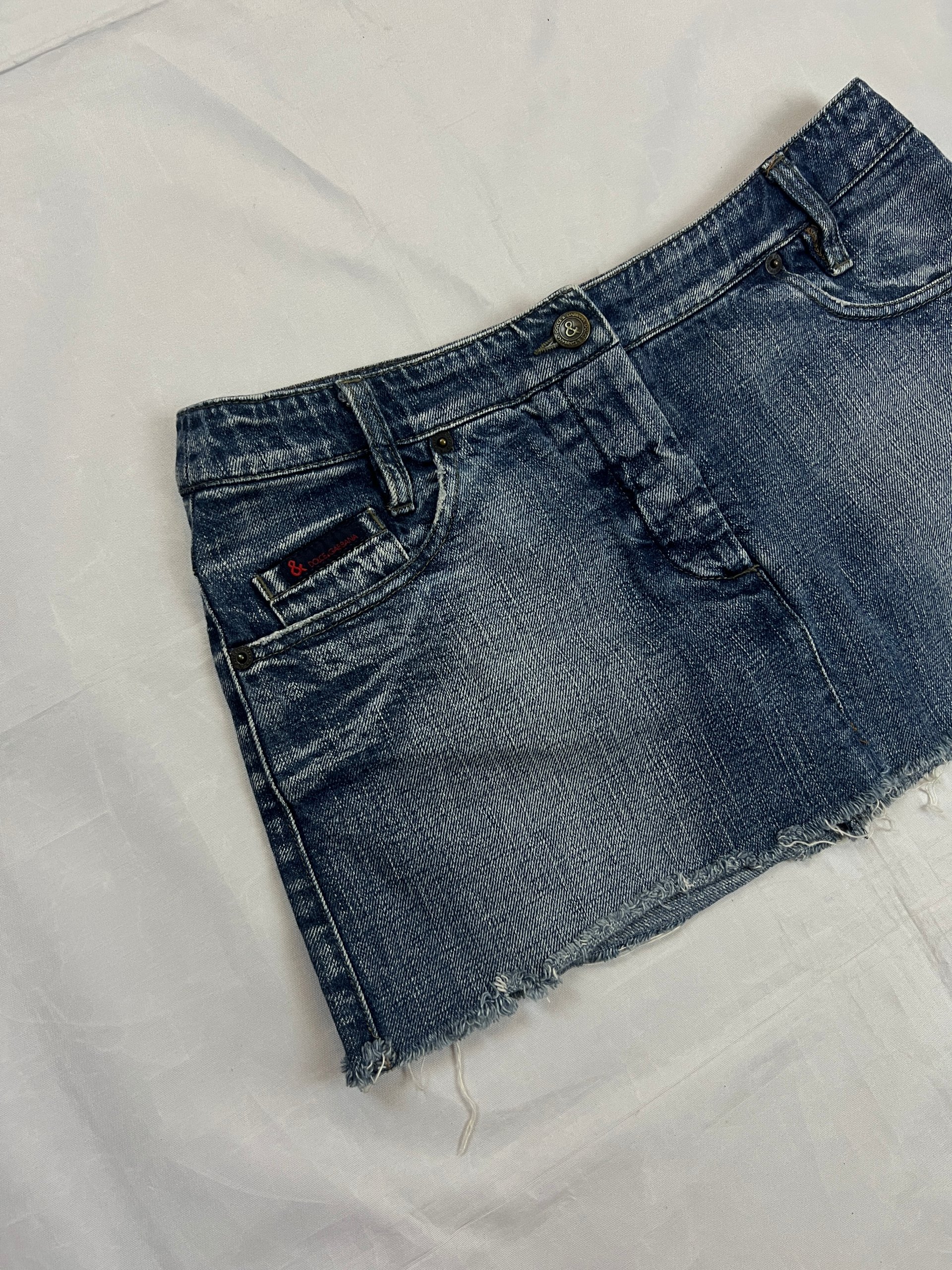 & Other Stories Blue Denim Mini Skirt Size 36 Frayed Hem image 3