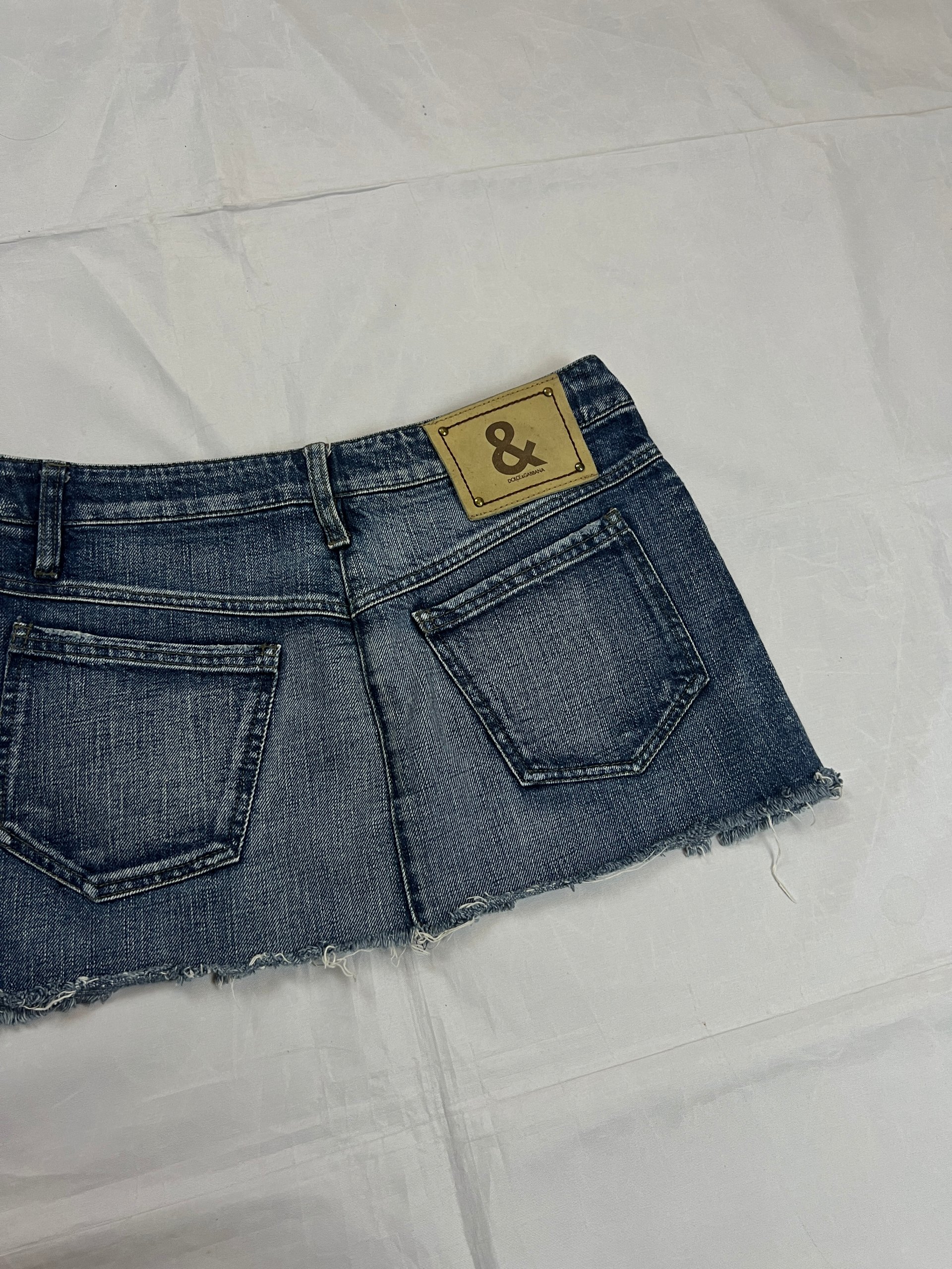 & Other Stories Blue Denim Mini Skirt Size 36 Frayed Hem image 5
