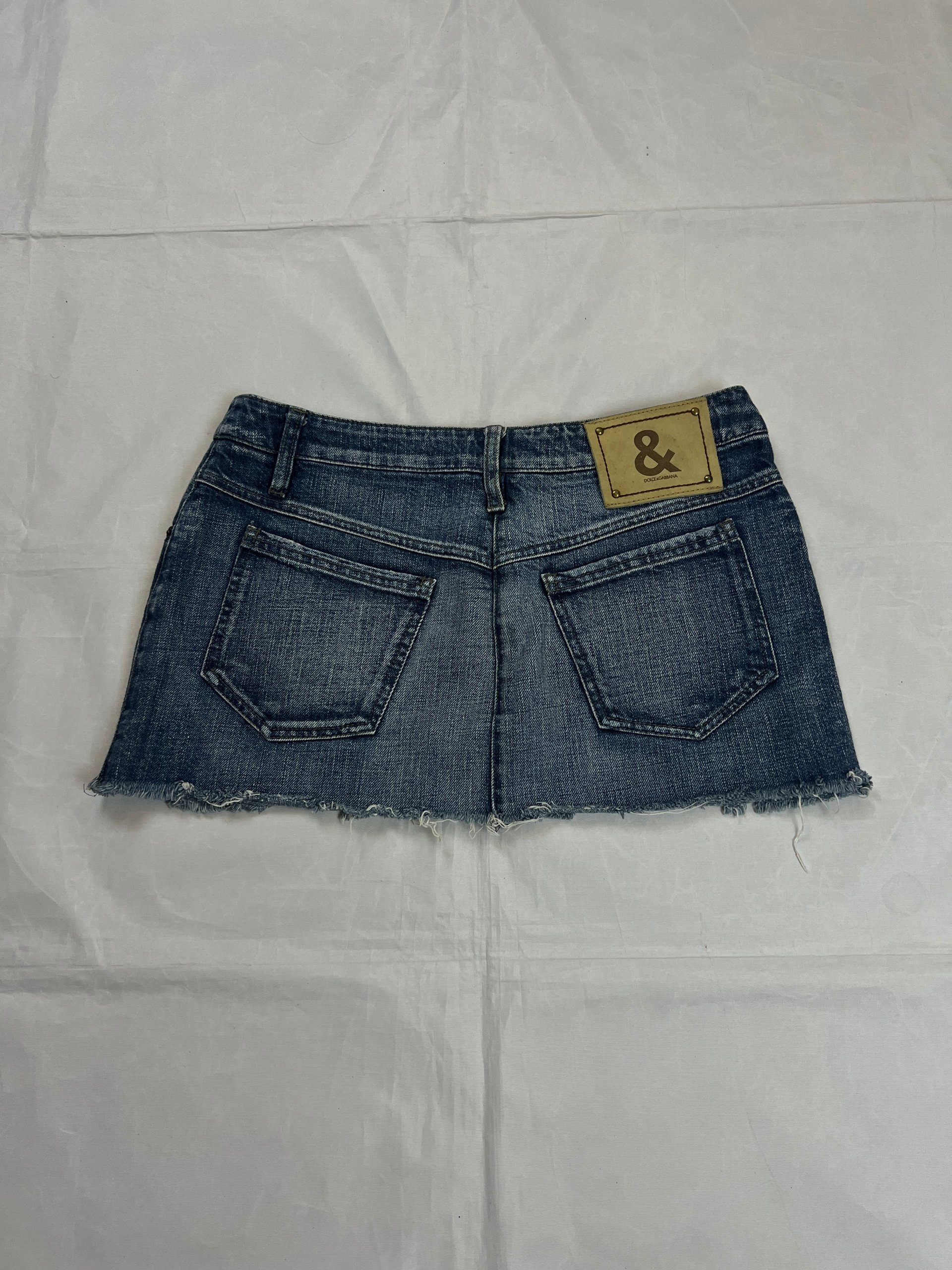 & Other Stories Blue Denim Mini Skirt Size 36 Frayed Hem image 6