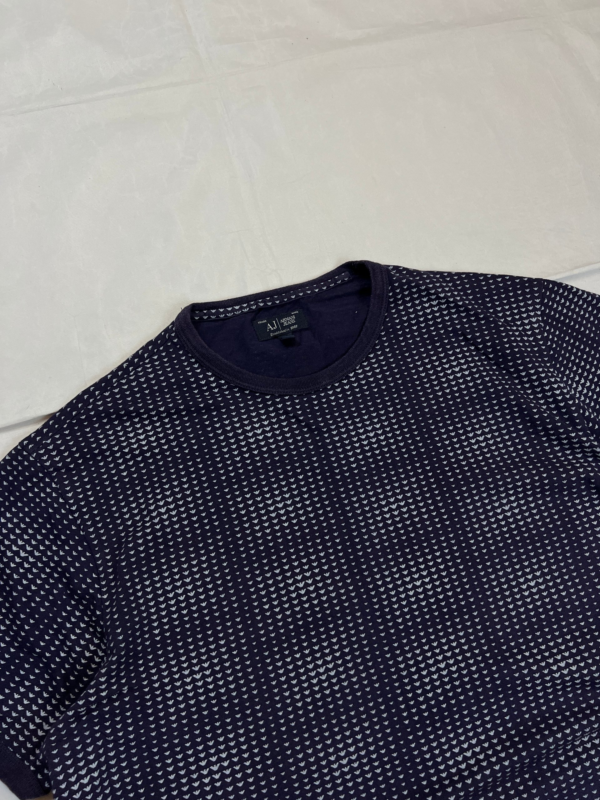 Armani Jeans Men's Navy & White Patterned Cotton T-Shirt Large image 2