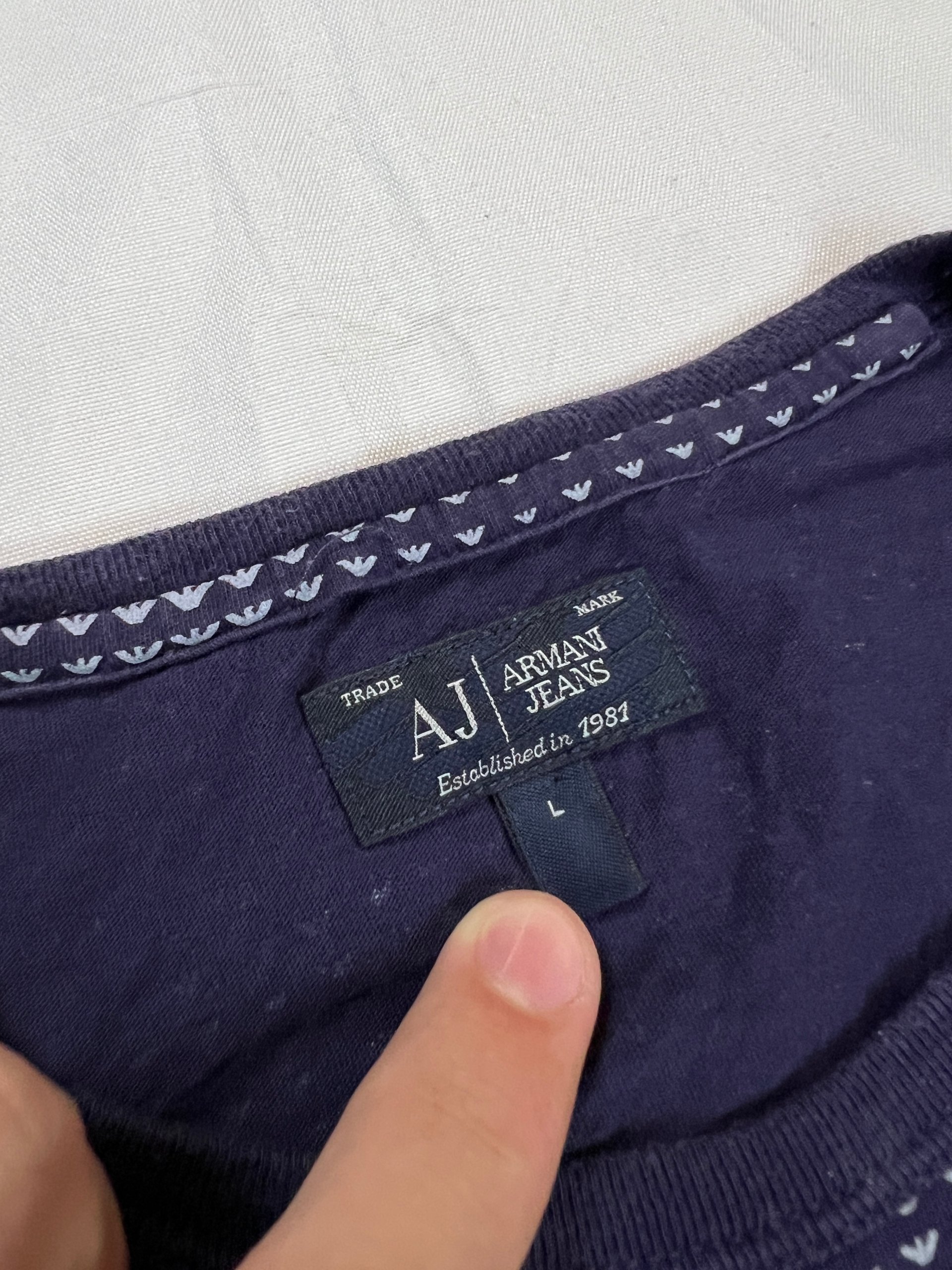 Armani Jeans Men's Navy & White Patterned Cotton T-Shirt Large image 3