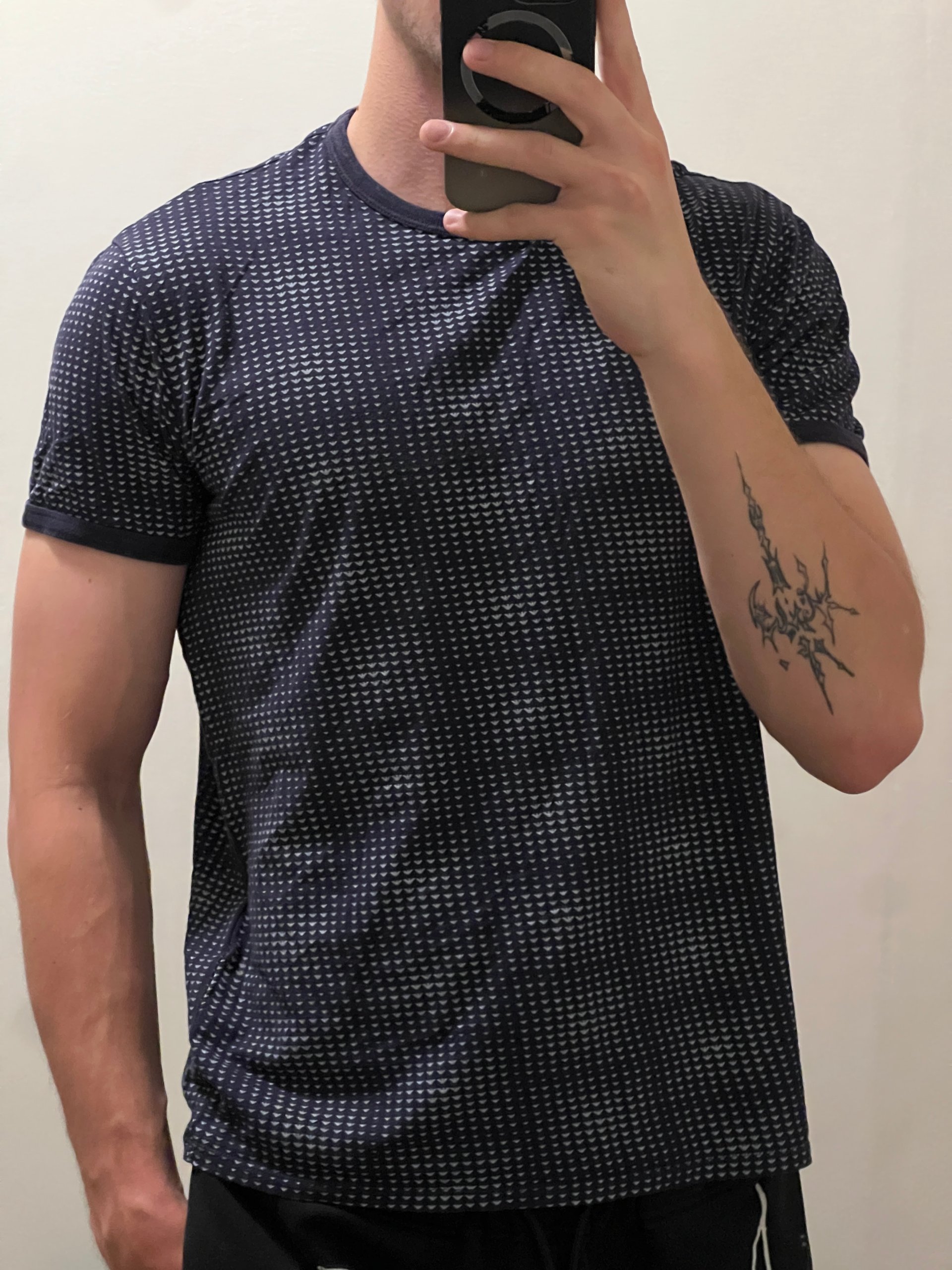 Armani Jeans Men's Navy & White Patterned Cotton T-Shirt Large image 4