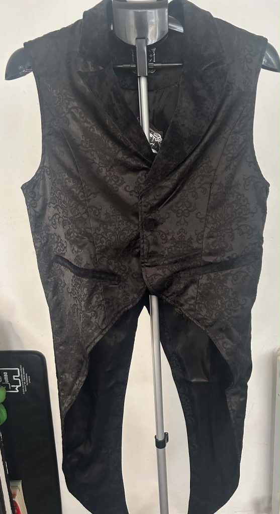 Killstar Black Bram Waistcoat Small Gothic Fitted Tailcoat Vest