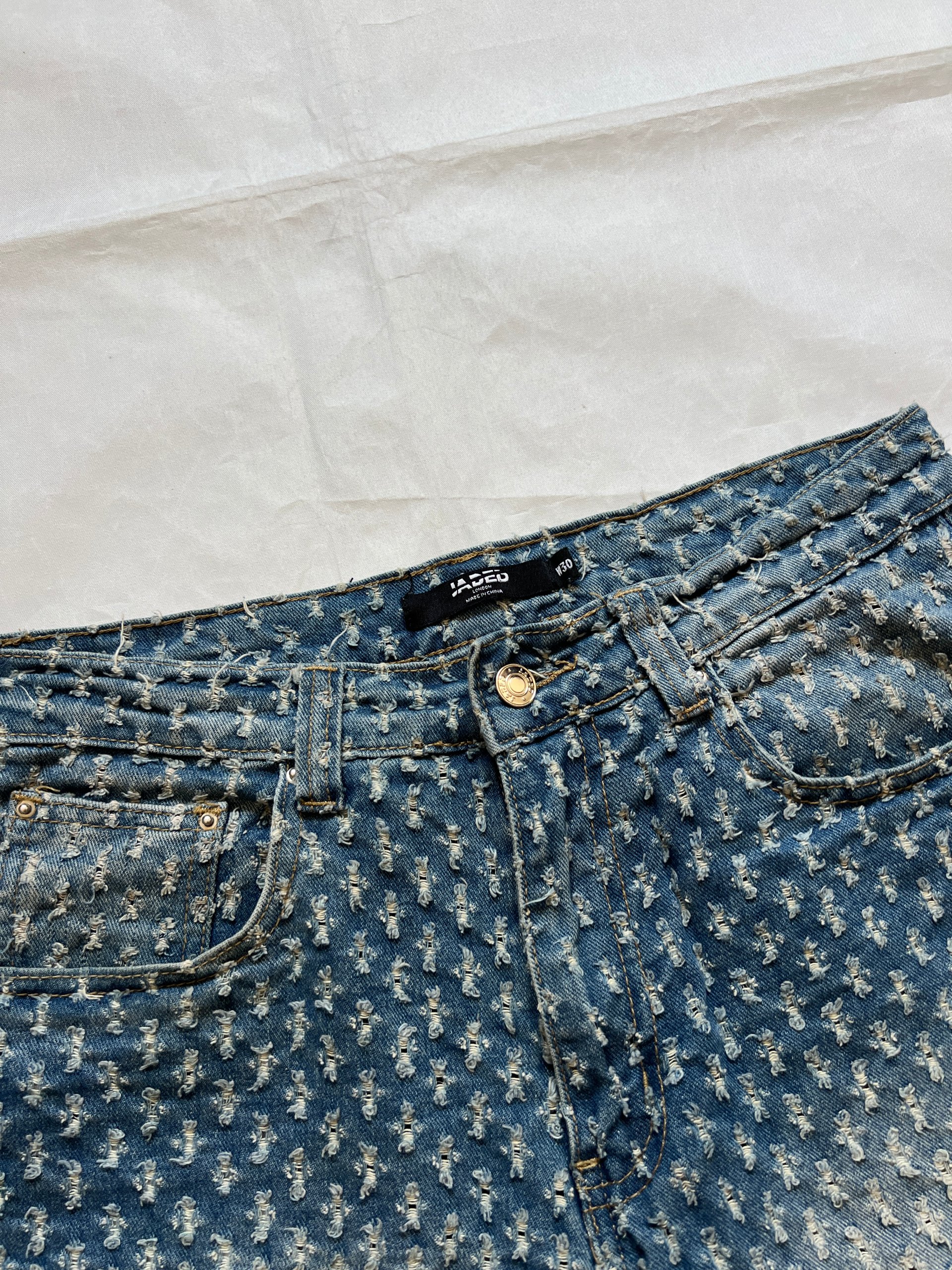 Based NY Blue Baggy Fit Denim Shorts 30 100% Cotton image 5