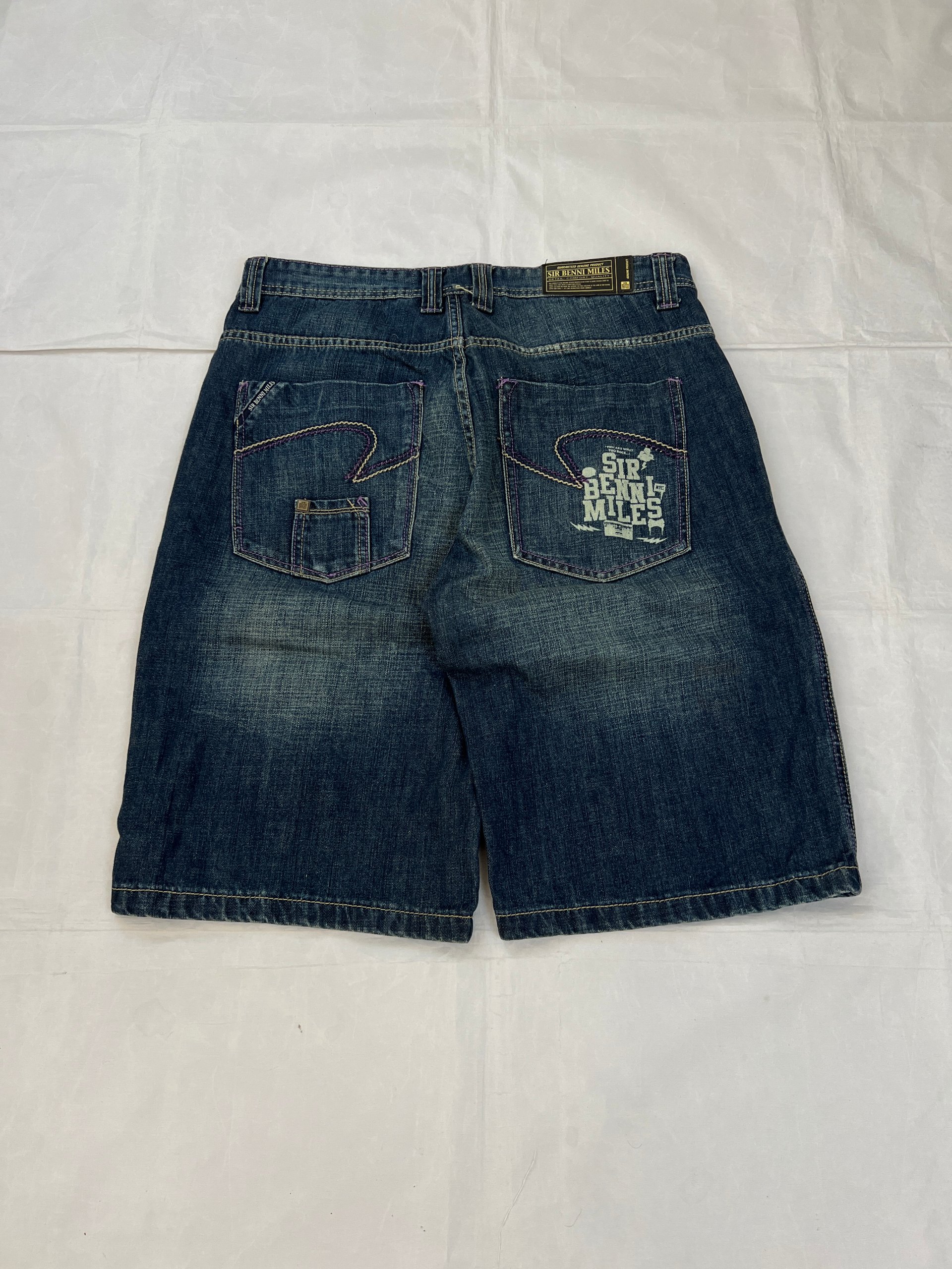 Sir Benni Miles Blue Denim Shorts Large with Embroidered Logo image 2