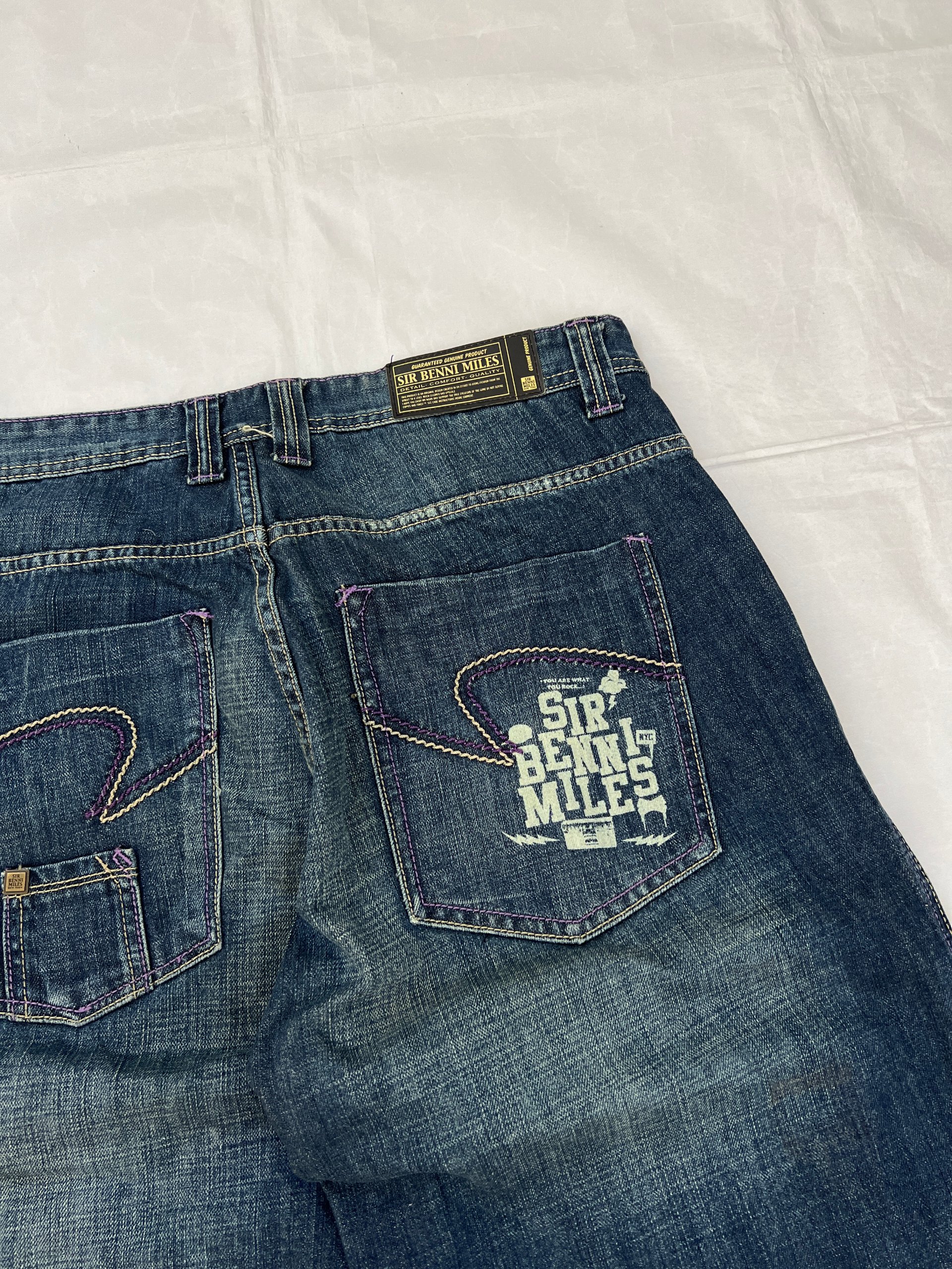 Sir Benni Miles Blue Denim Shorts Large with Embroidered Logo image 4