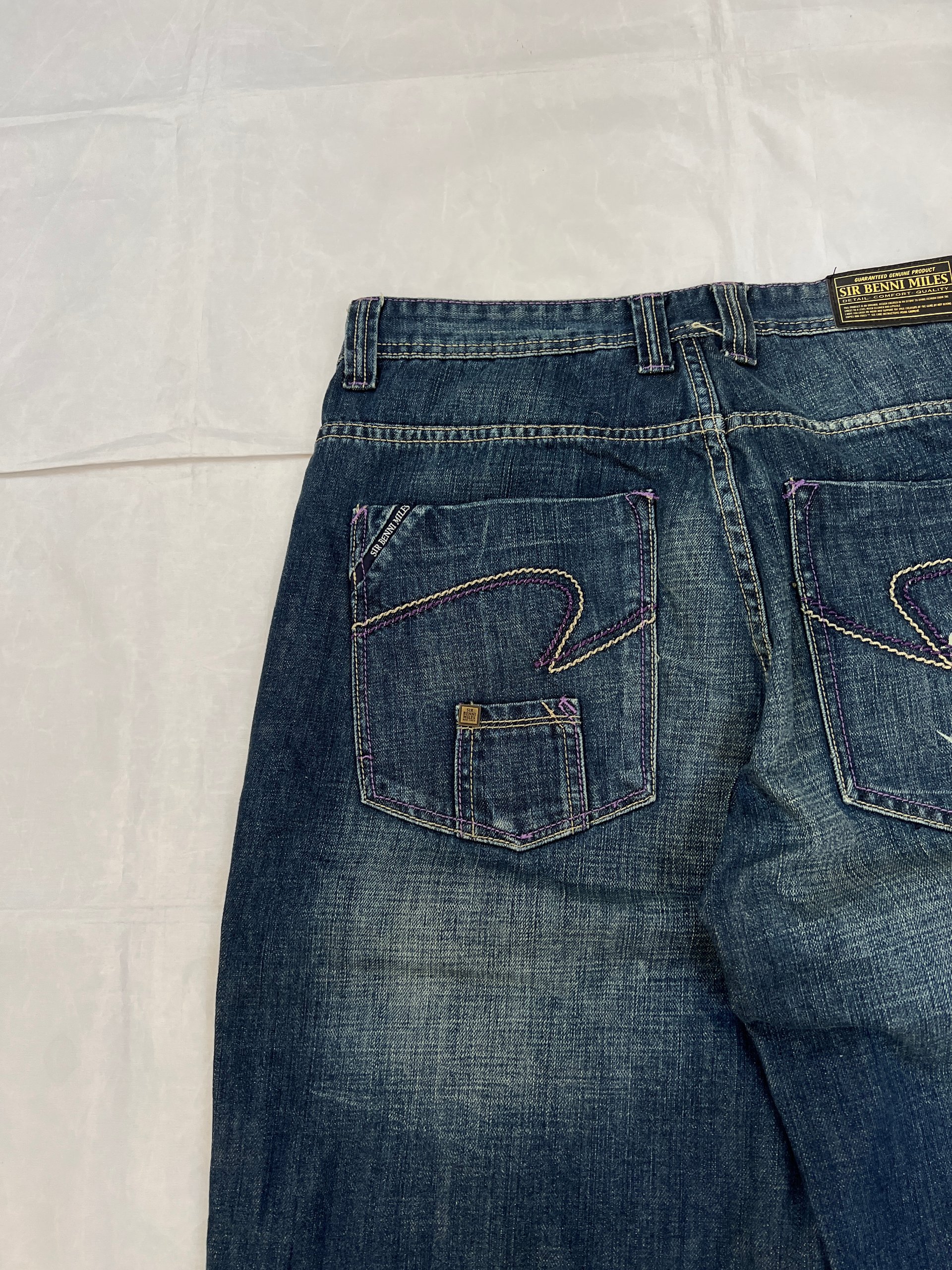 Sir Benni Miles Blue Denim Shorts Large with Embroidered Logo image 5