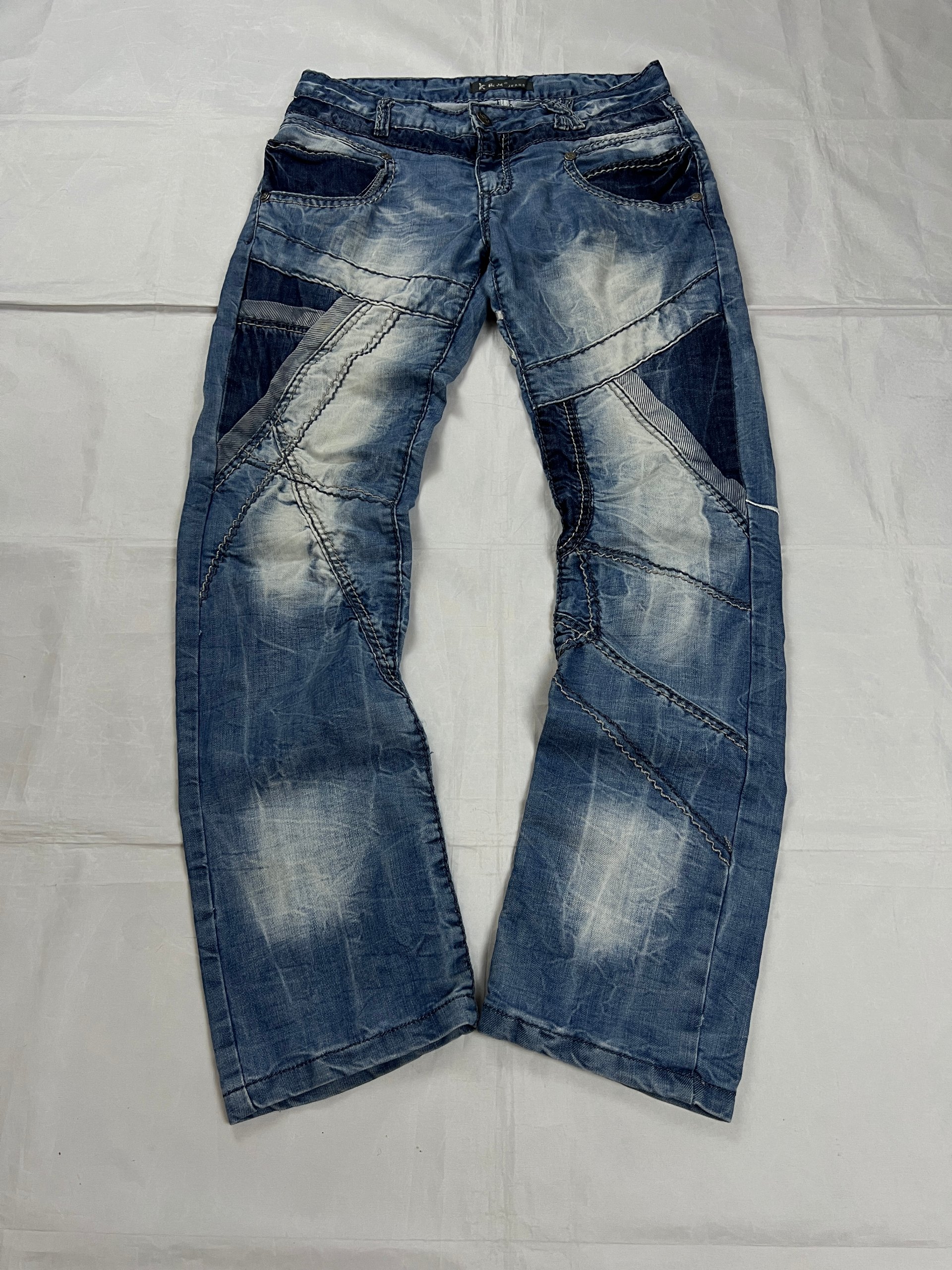 KJM Blue Embroidered Denim Jeans 31 Waist Men's image 3