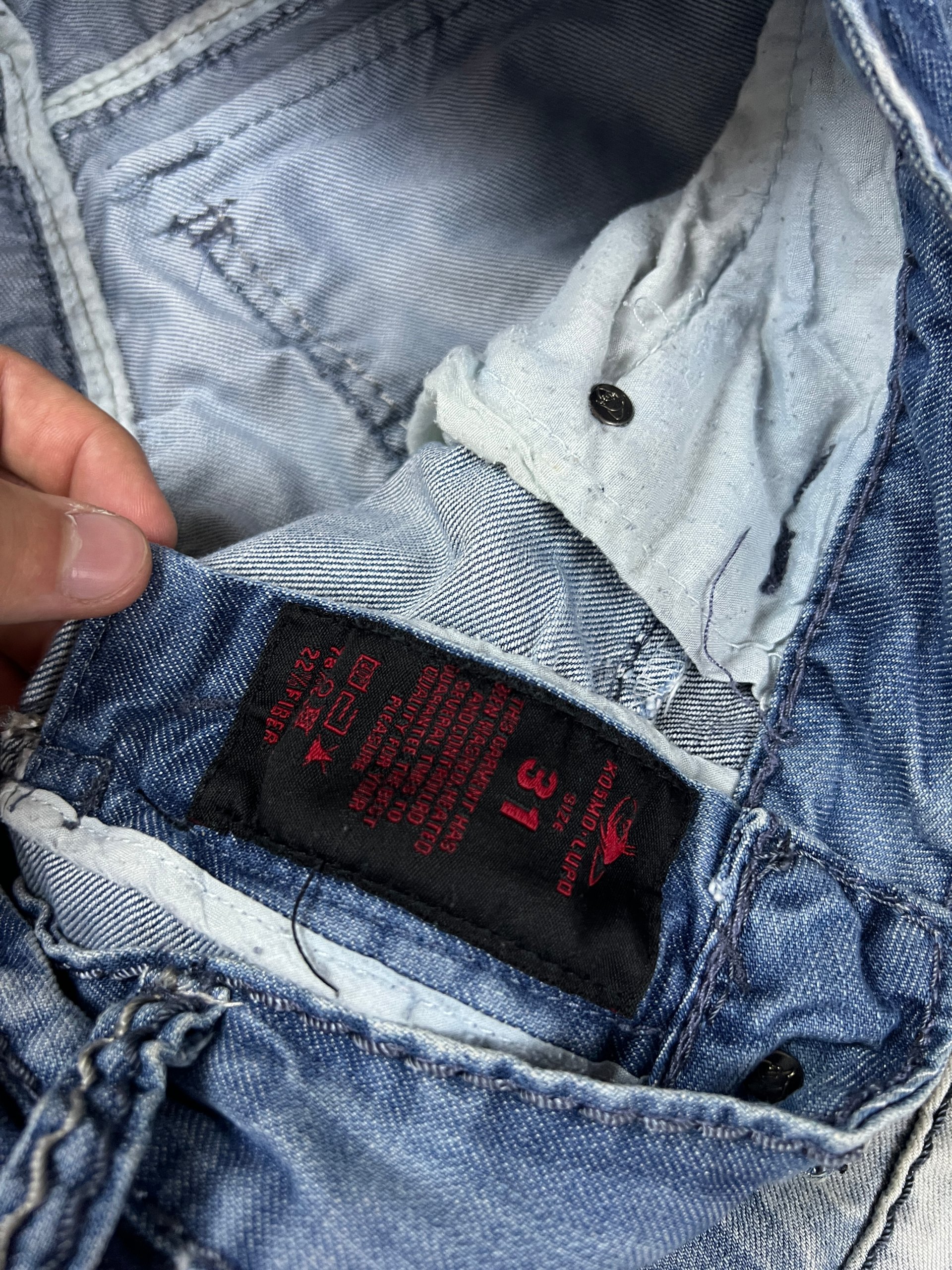 KJM Blue Embroidered Denim Jeans 31 Waist Men's image 5